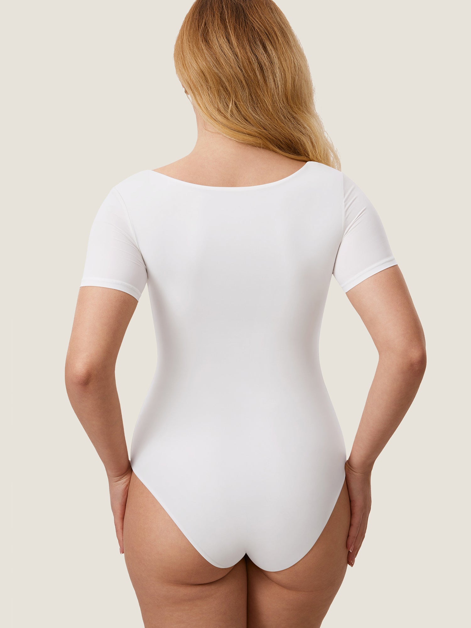 Inbarely® Square Neck Short Sleeve Bodysuit White