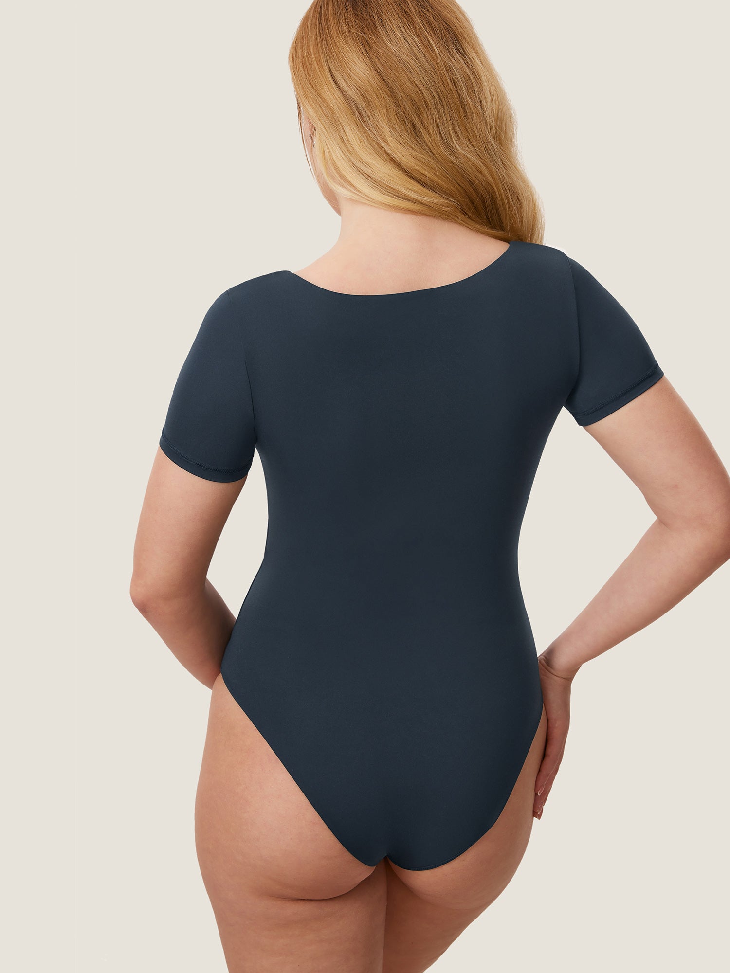 Inbarely® Square Neck Short Sleeve Bodysuit True Navy