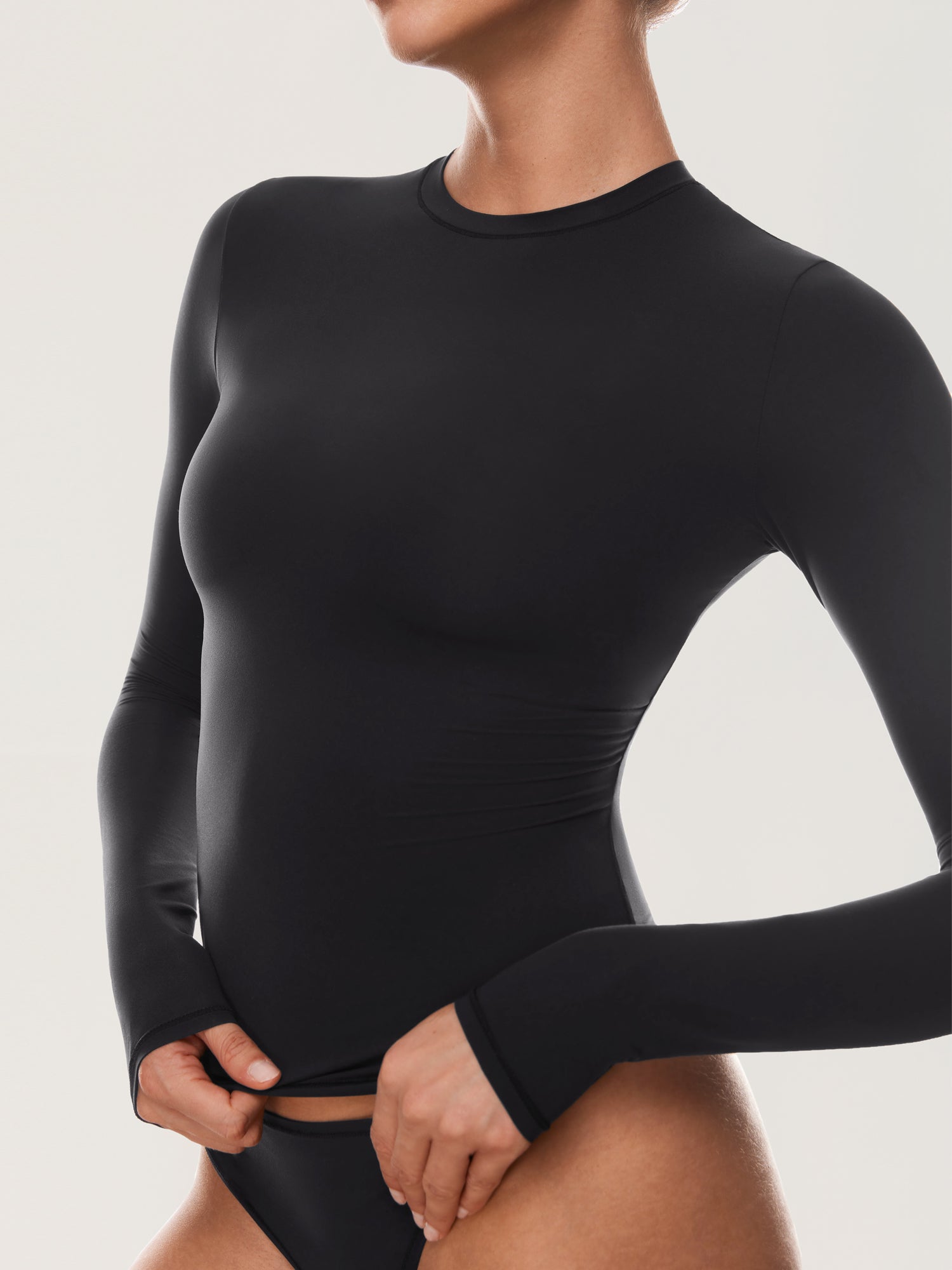 Inbarely® Soft Basic Long Sleeve Tees Black