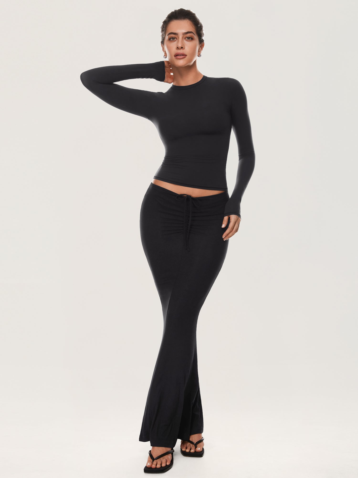 Inbarely® Soft Basic Long Sleeve Tees Black