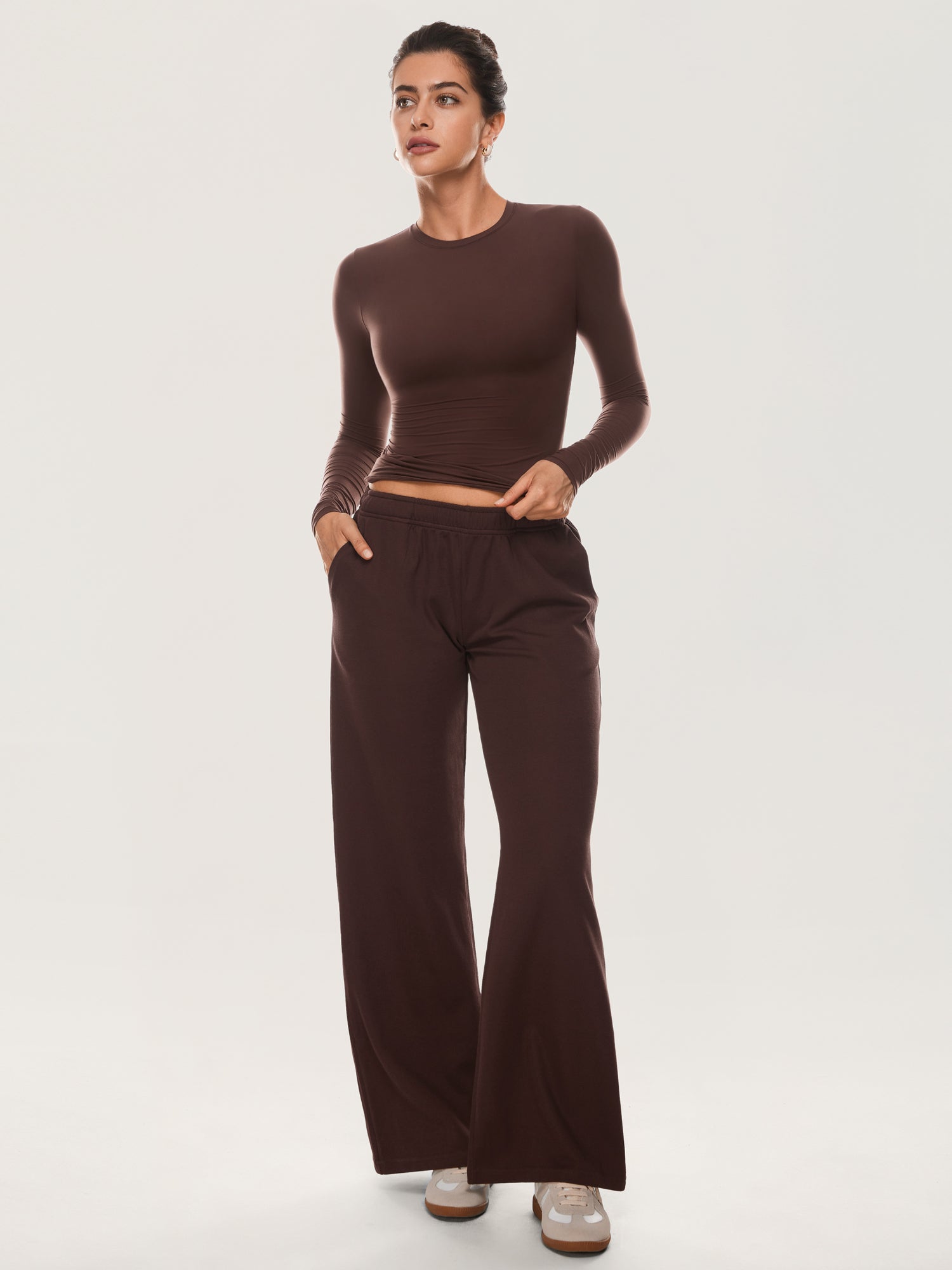 Inbarely® Soft Basic Long Sleeve Tees Hazelnut