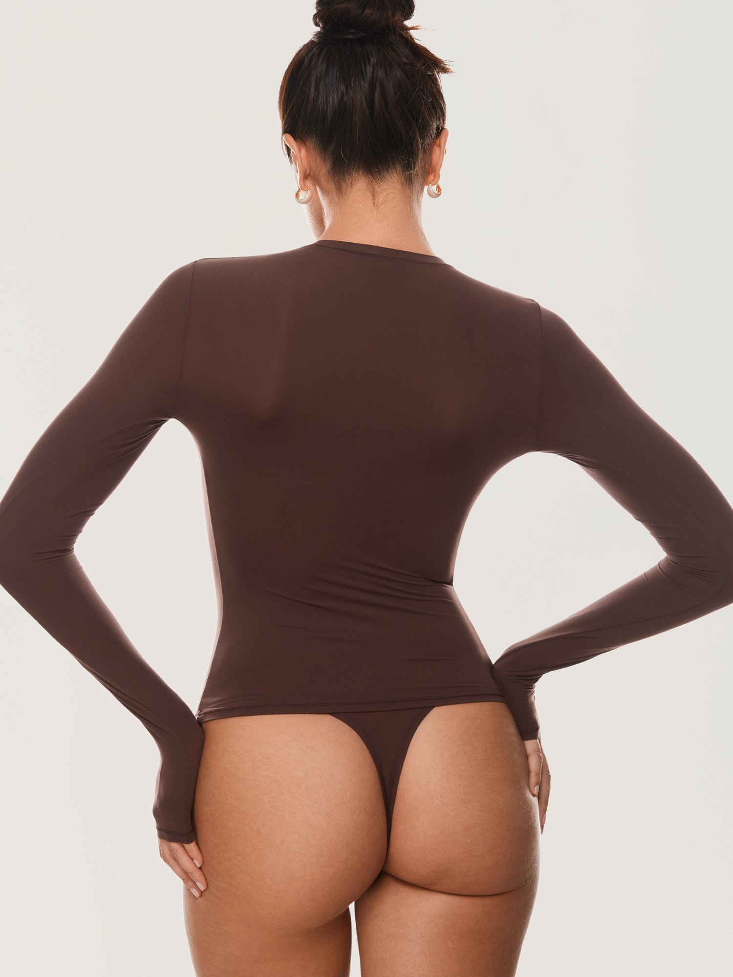 Inbarely® Soft Basic Long Sleeve Tees Hazelnut