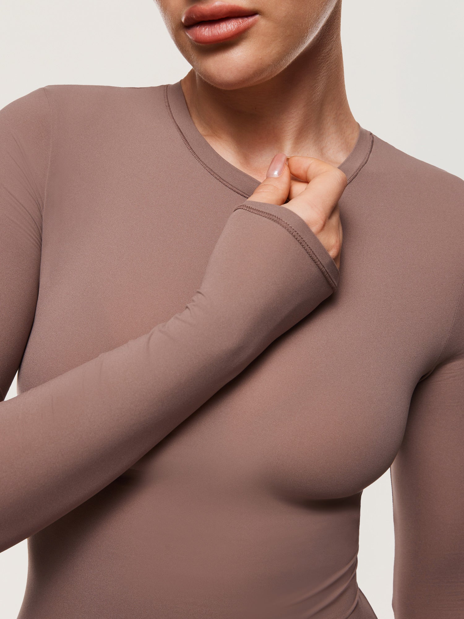 Inbarely® Soft Basic Long Sleeve Tees Brown Purple