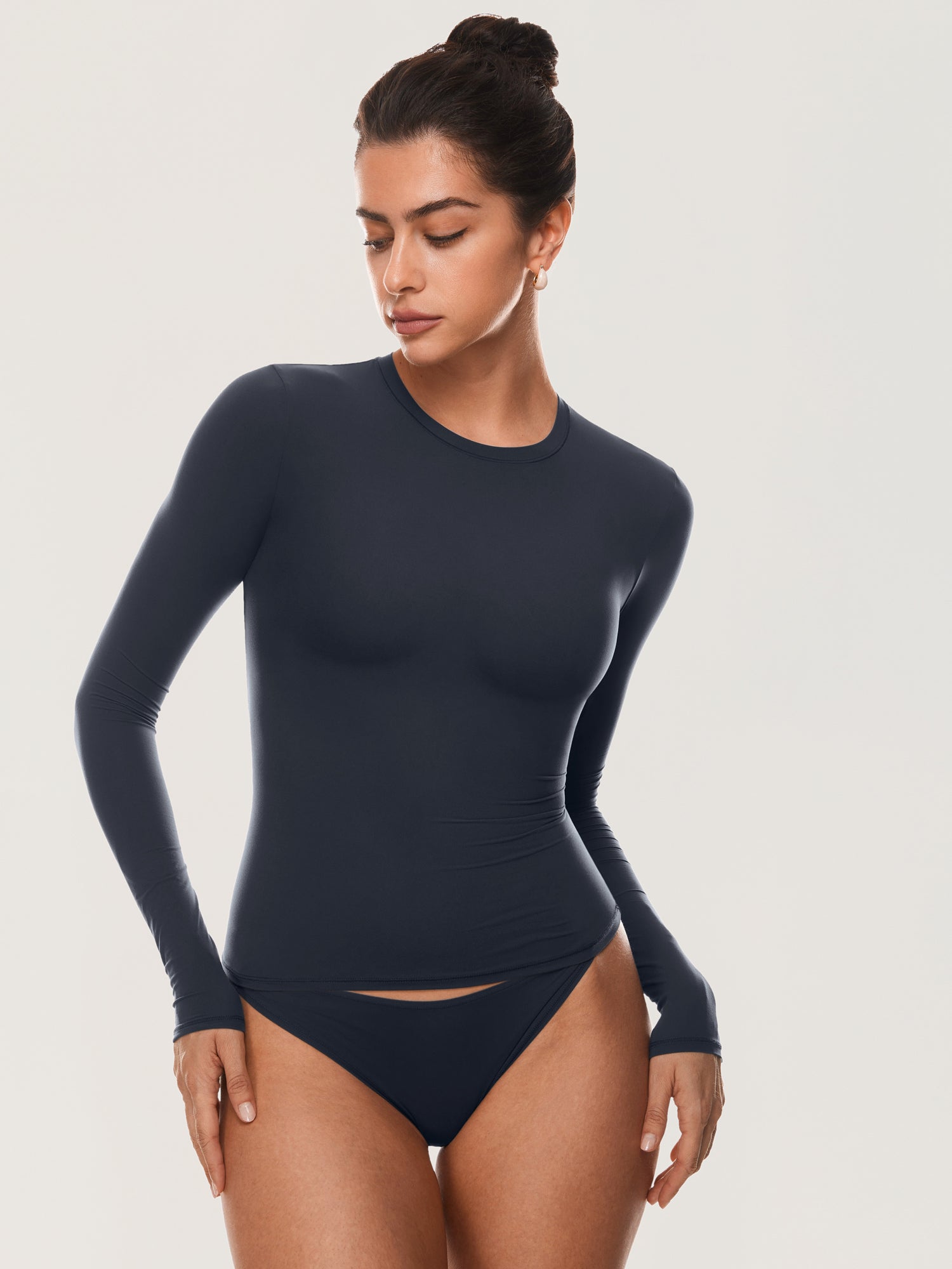 Inbarely® Soft Basic Long Sleeve Tees True Navy