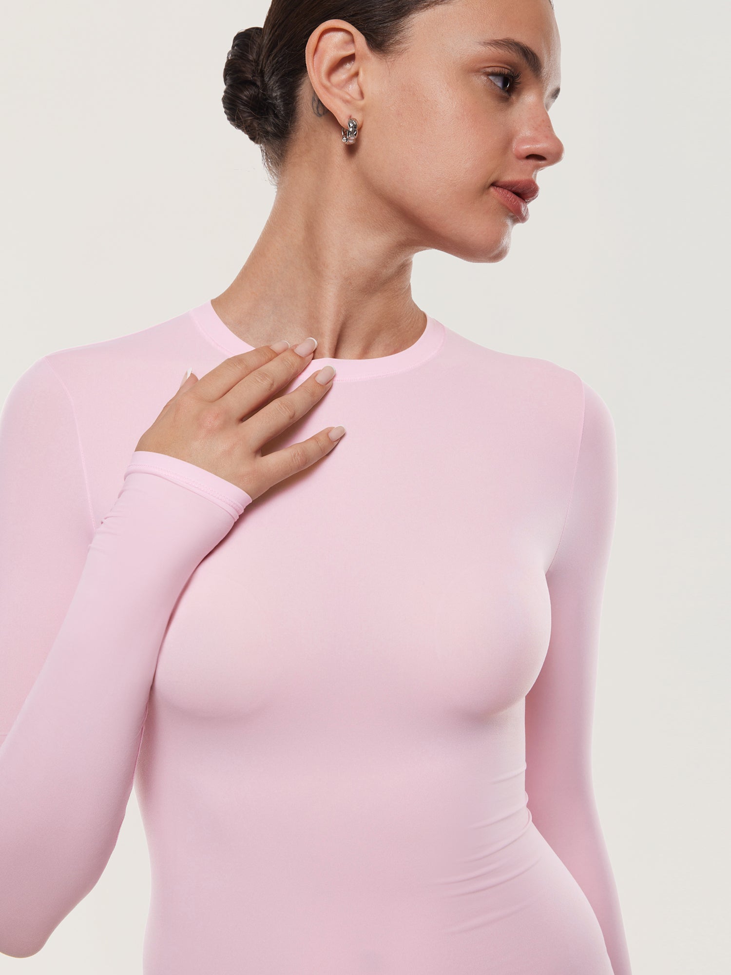 Inbarely® Soft Basic Long Sleeve Tees Sweet Pink