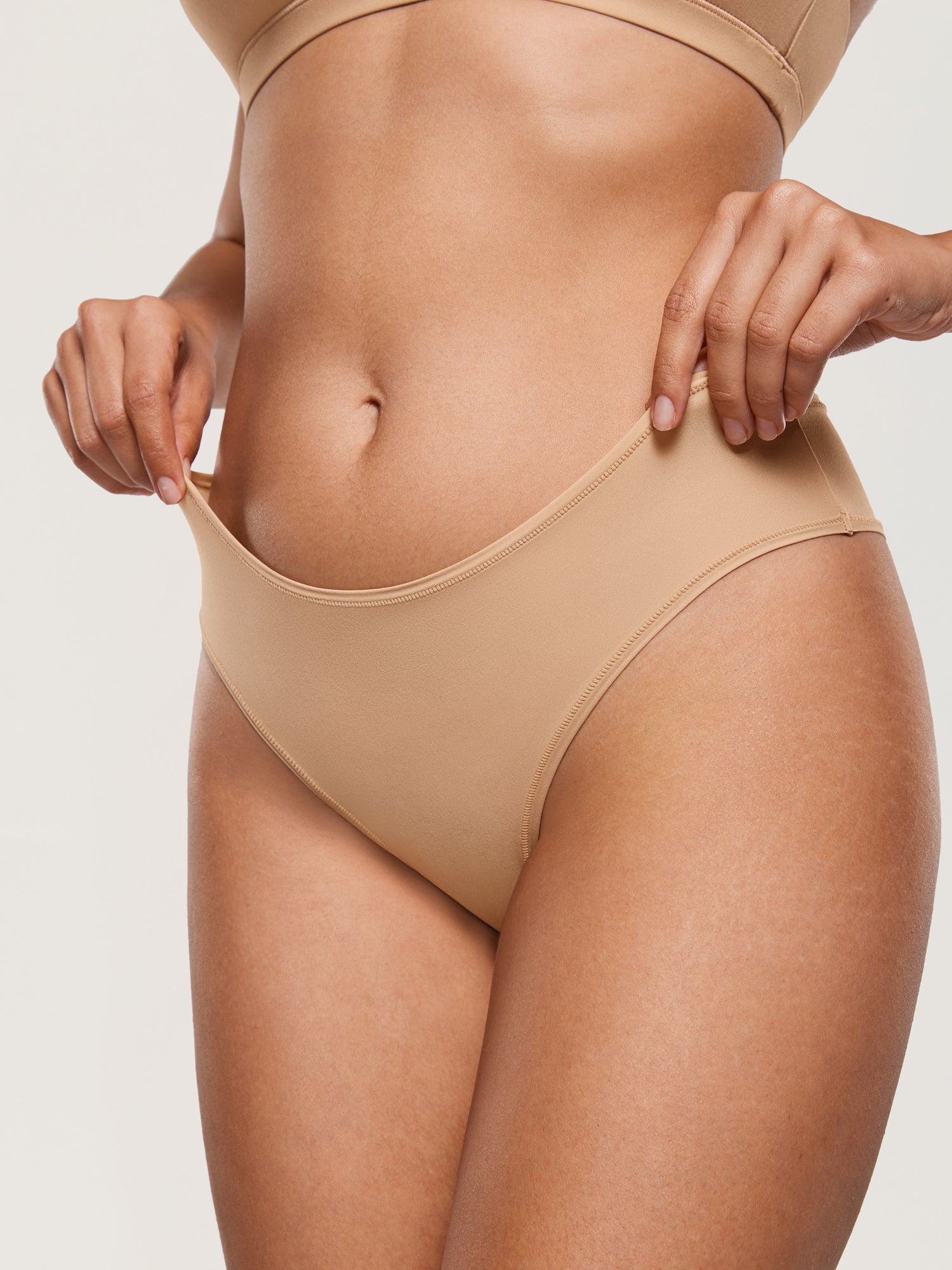 Inbarely® Soft High Cut Cheeky Briefs 3 Pack Warm Beige (3pack)