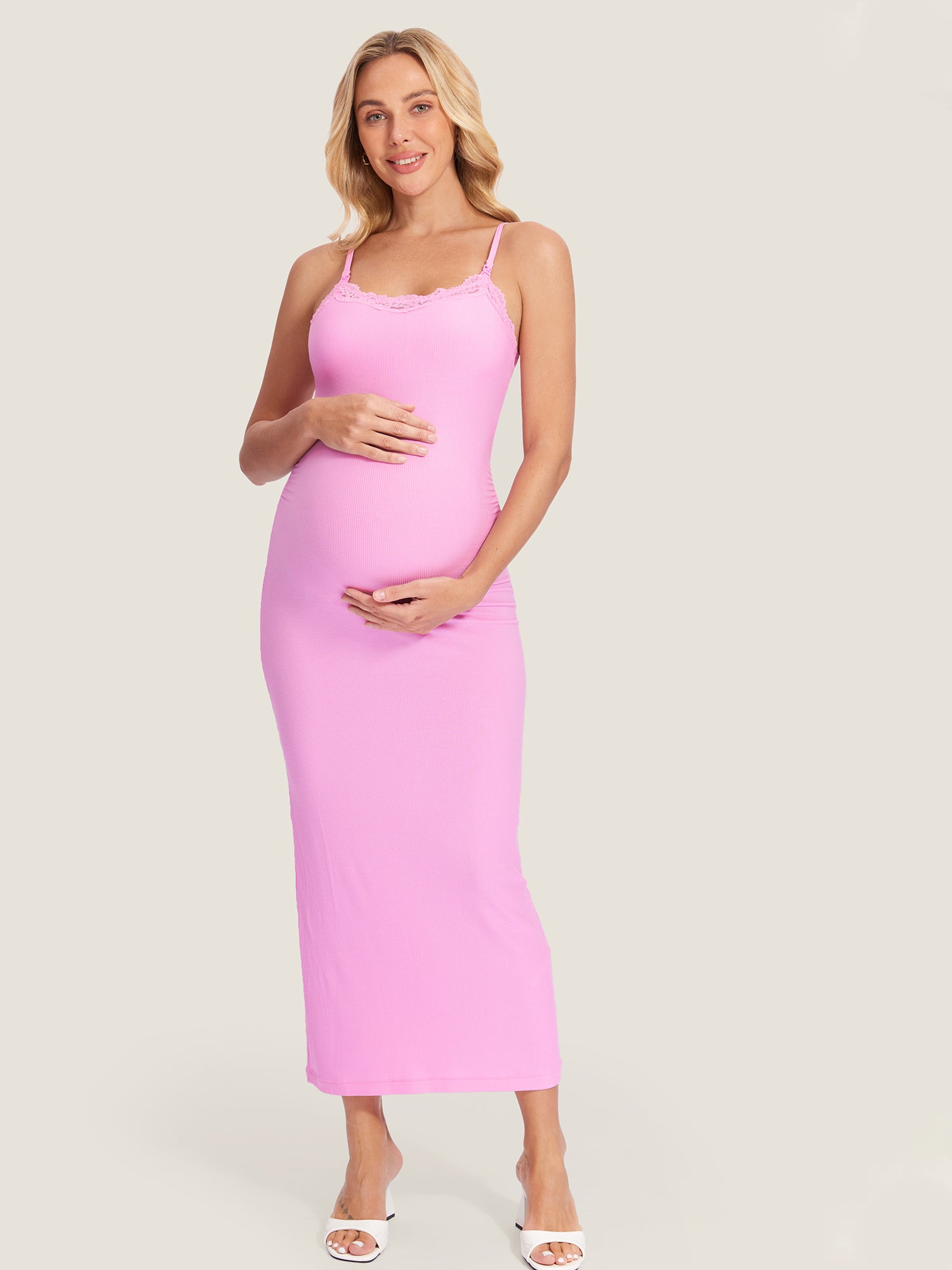 Lacy Ribbed Maternity & Nursing Dress