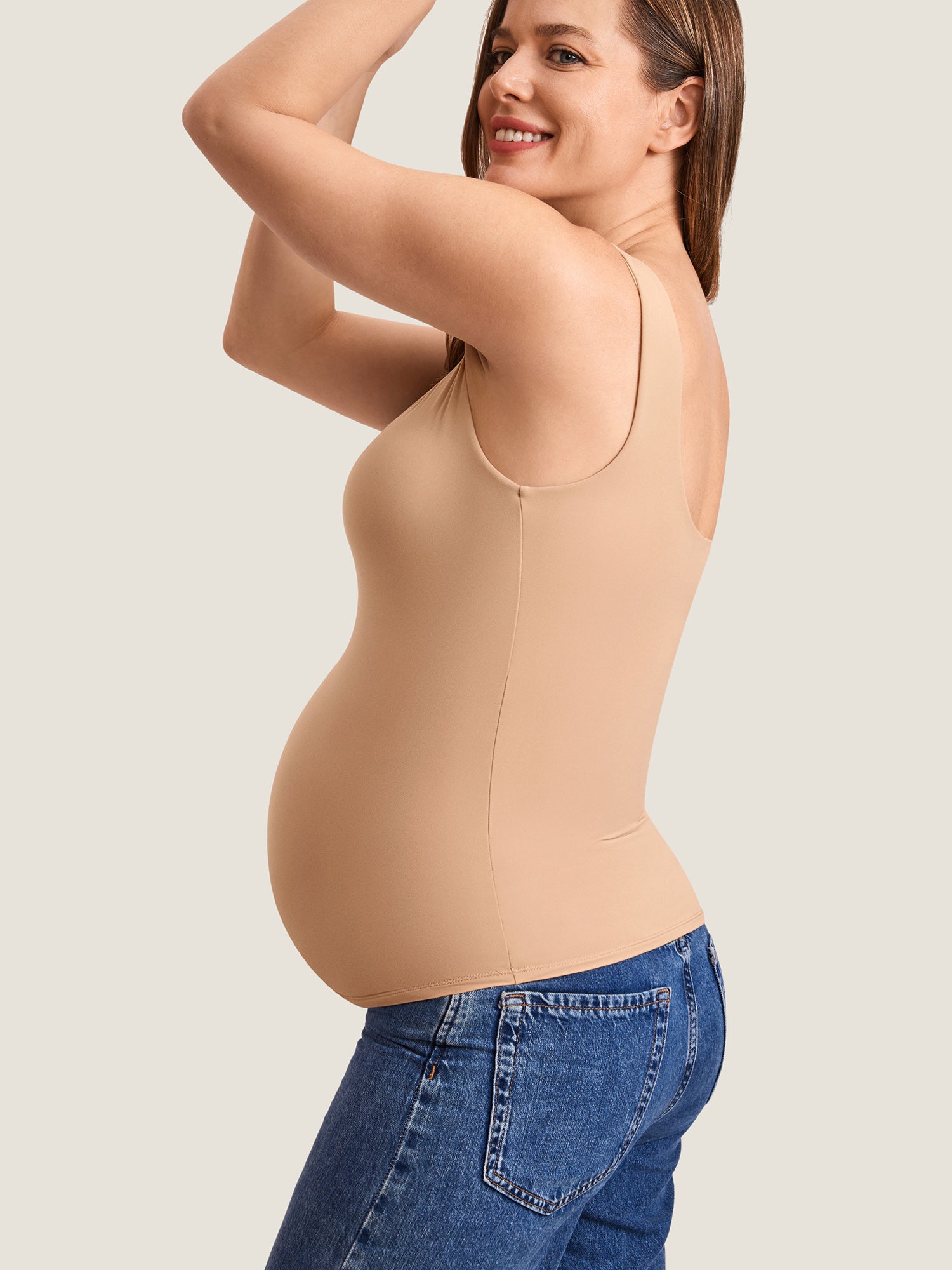 Inbarely® Square Neck Maternity Tank Top Desert skin