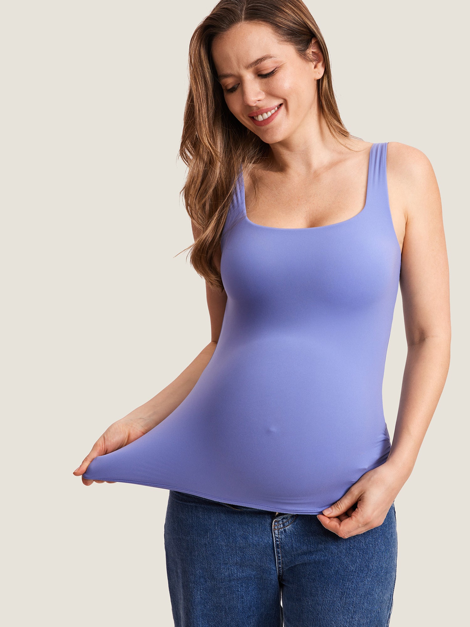 Inbarely® Square Neck Maternity Tank Top Persian Blue