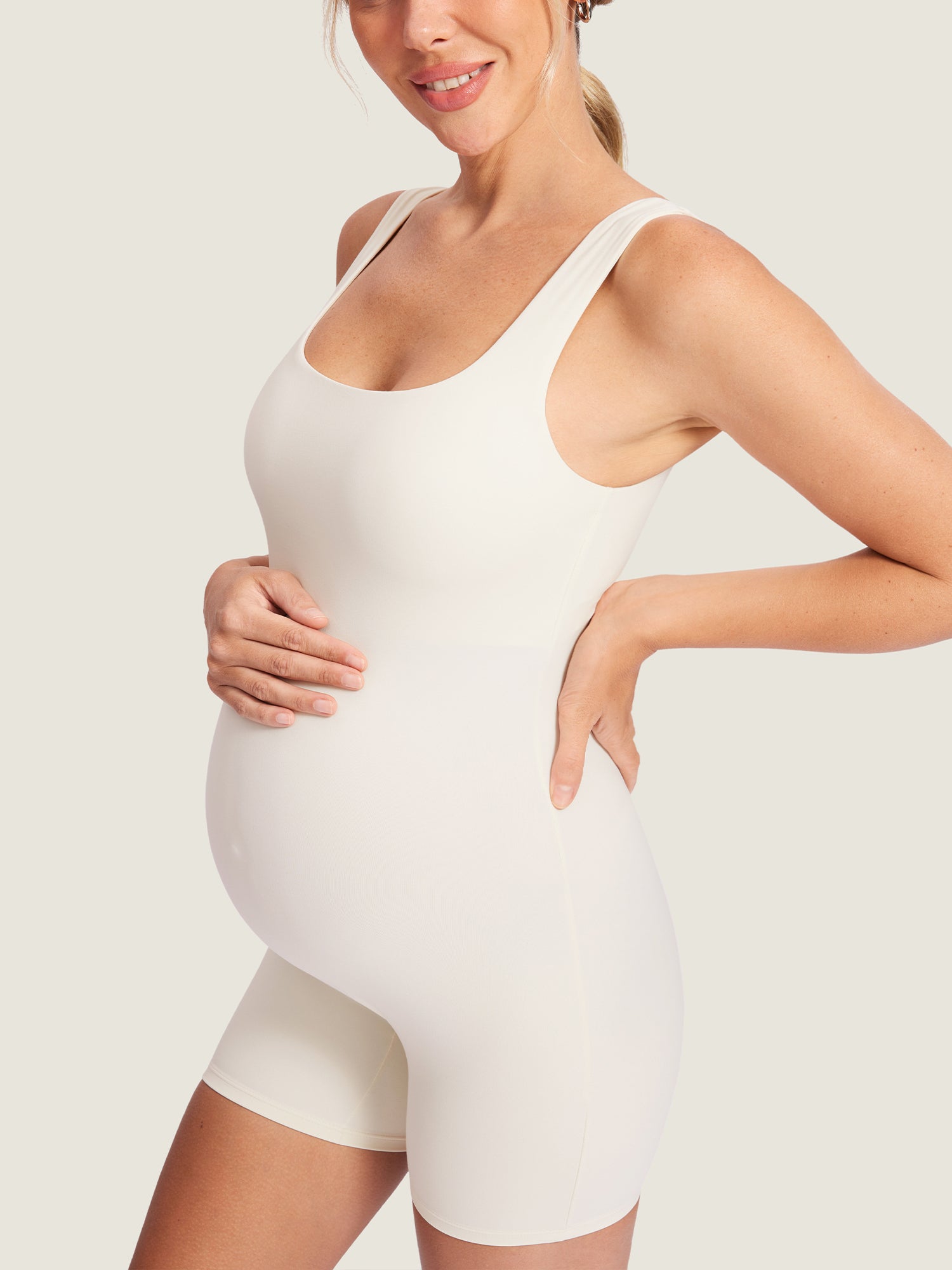 Natrelax® Maternity Romper White Apricot