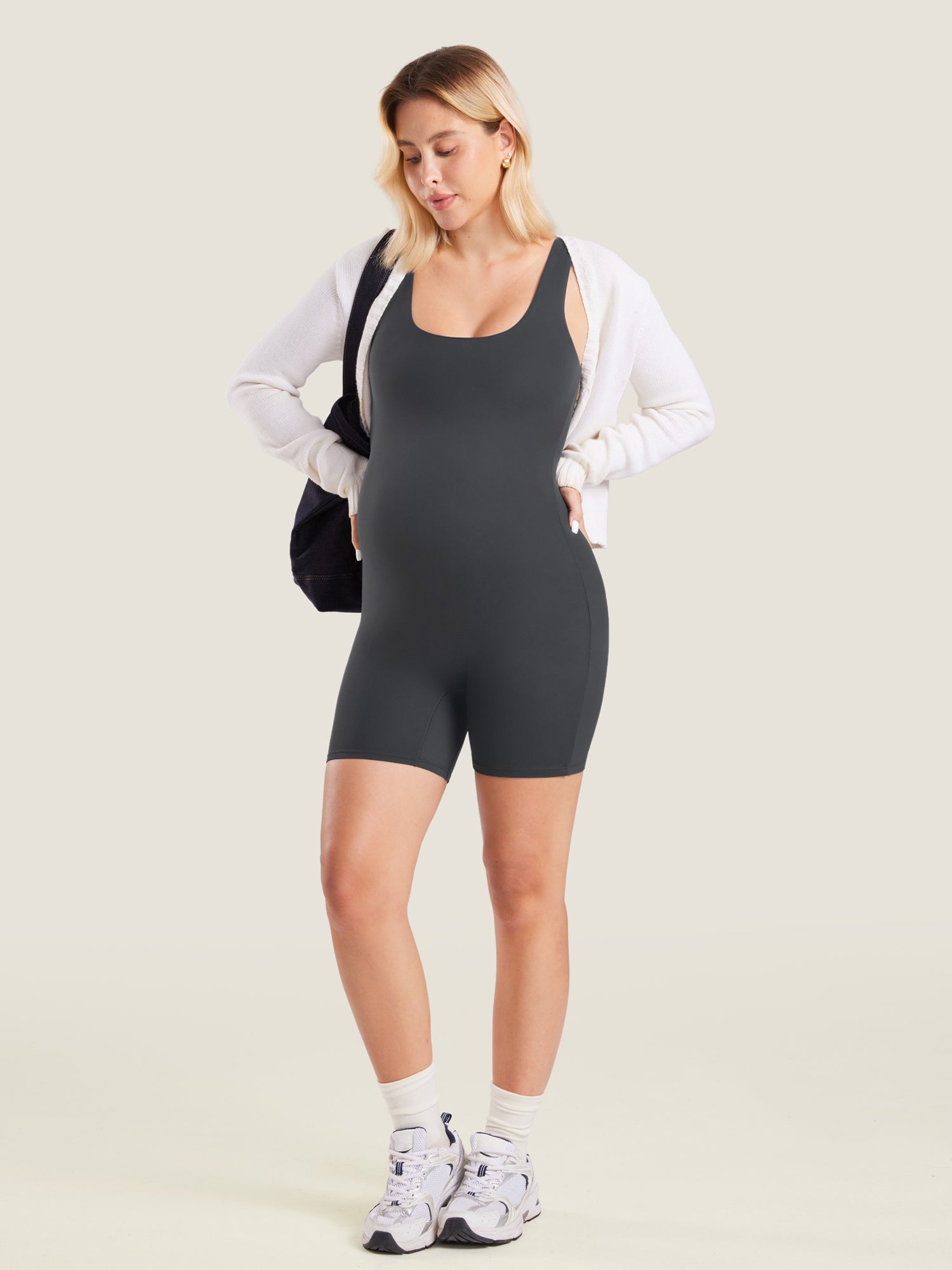 MOMANDA Women's Natrelax® Maternity Romper Mysterious Grey