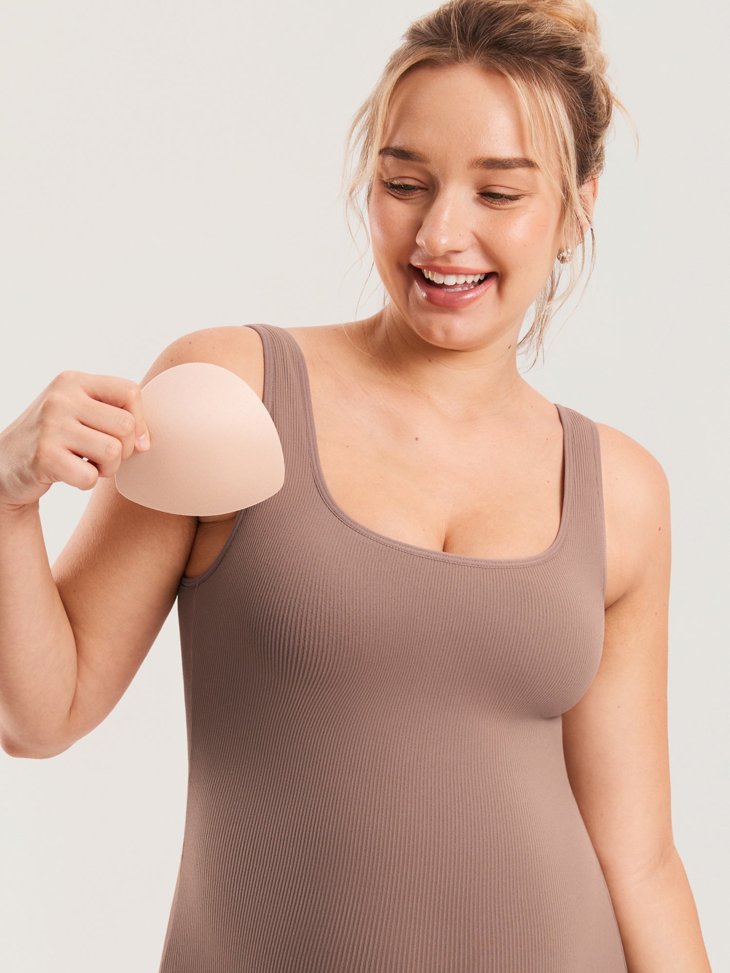 Ribbed Square Neck Maternity Romper Brown Purple