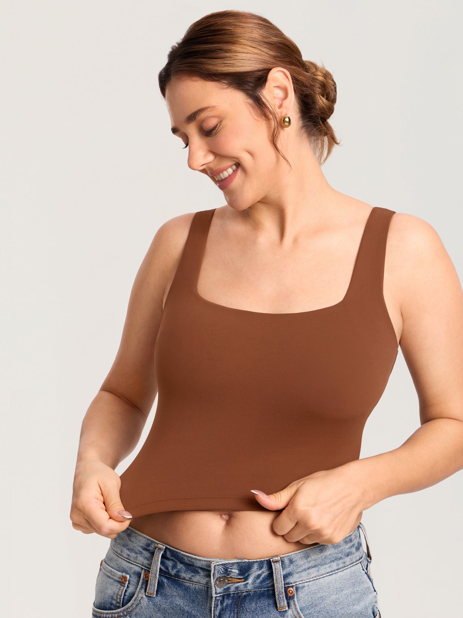 Natrelax® Pumping Crop Tank Top Croissant Brown
