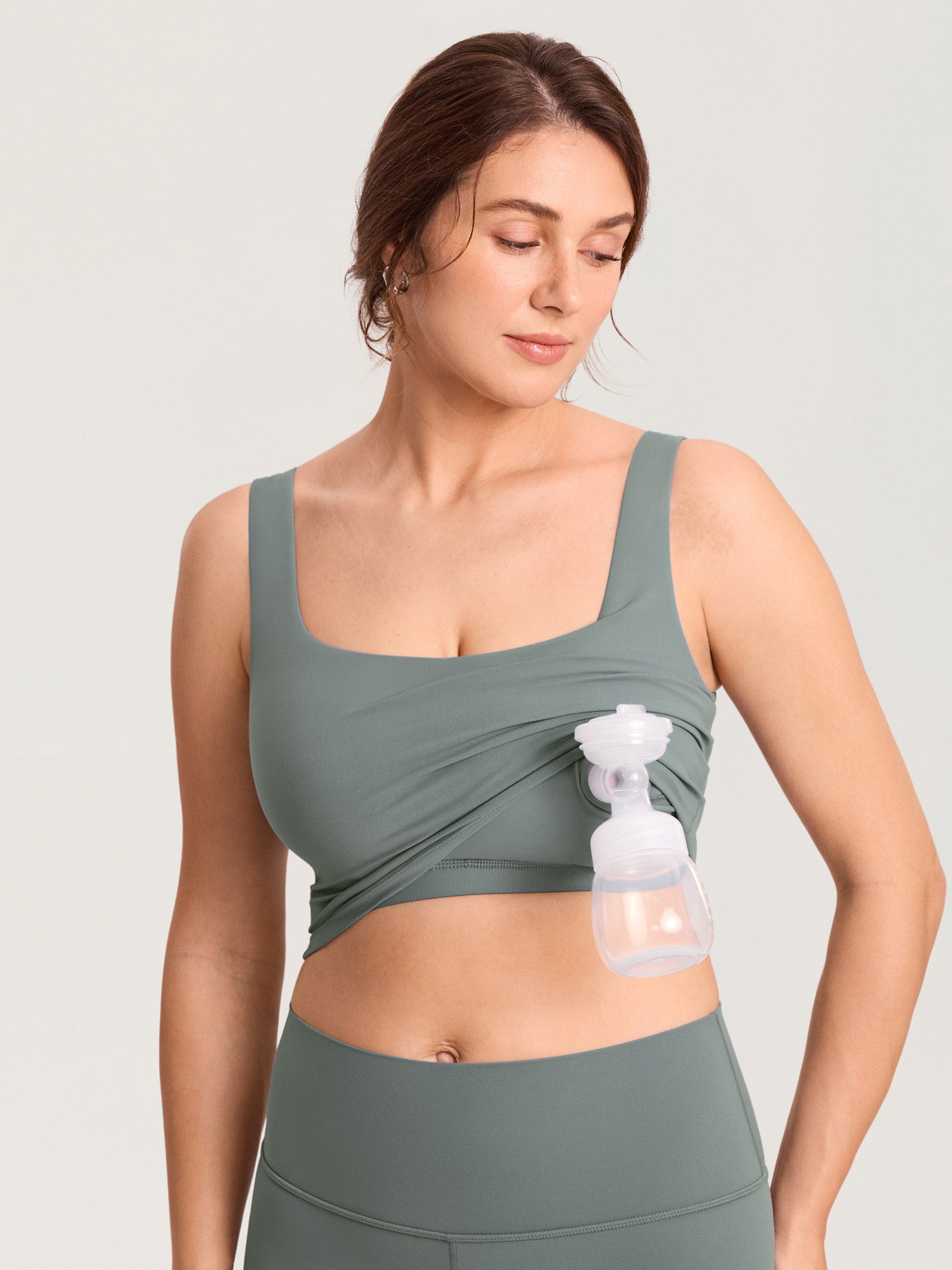 Natrelax® Pumping Crop Tank Top Grey Sage