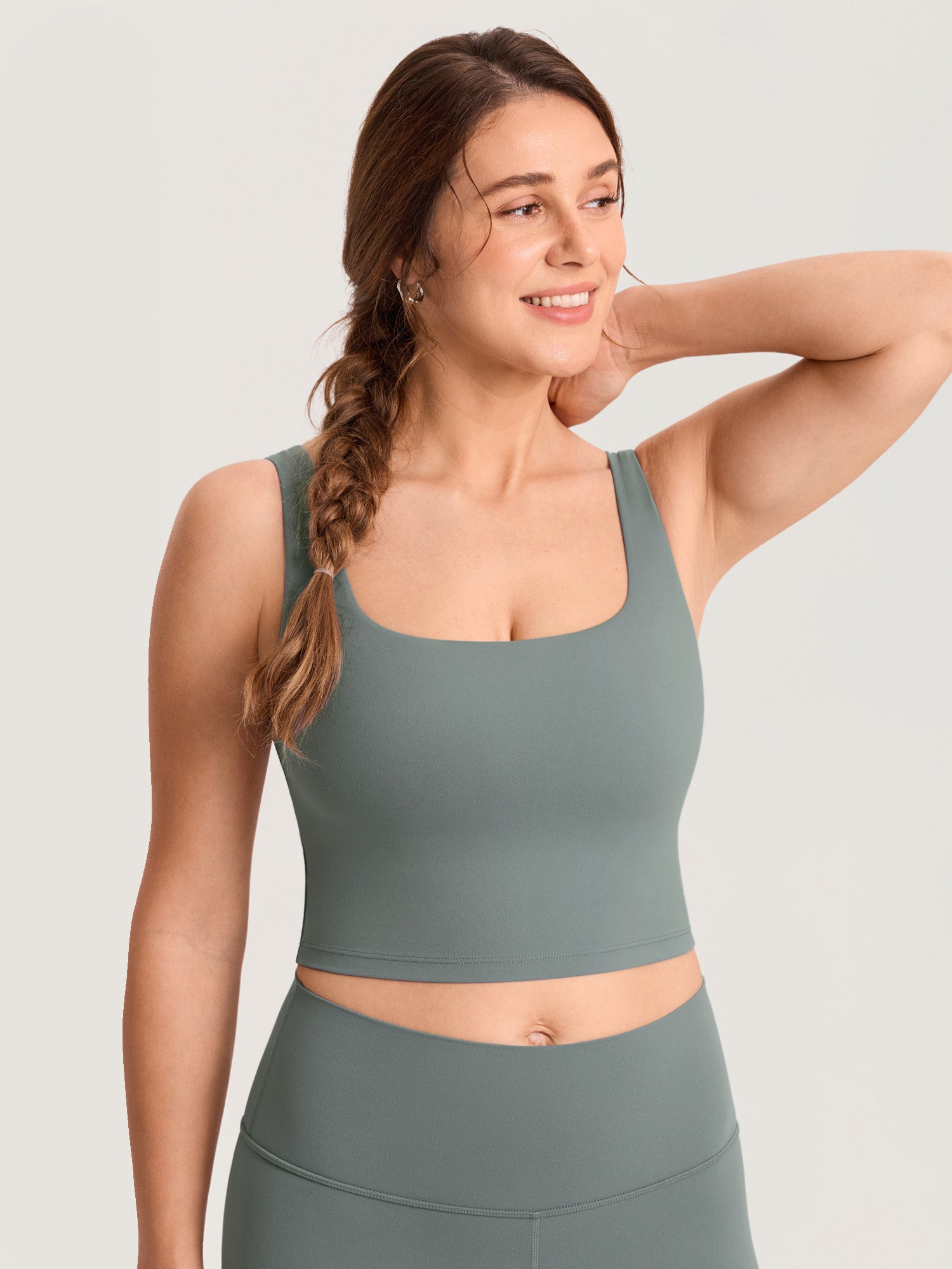 Natrelax® Pumping Crop Tank Top Grey Sage