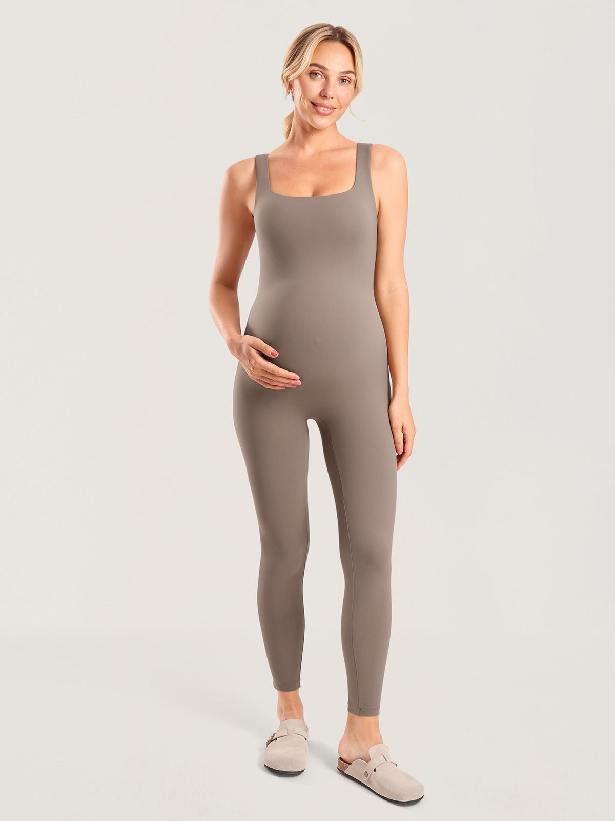 Natrelax® Maternity Jumpsuit 25" Khaki Taupe