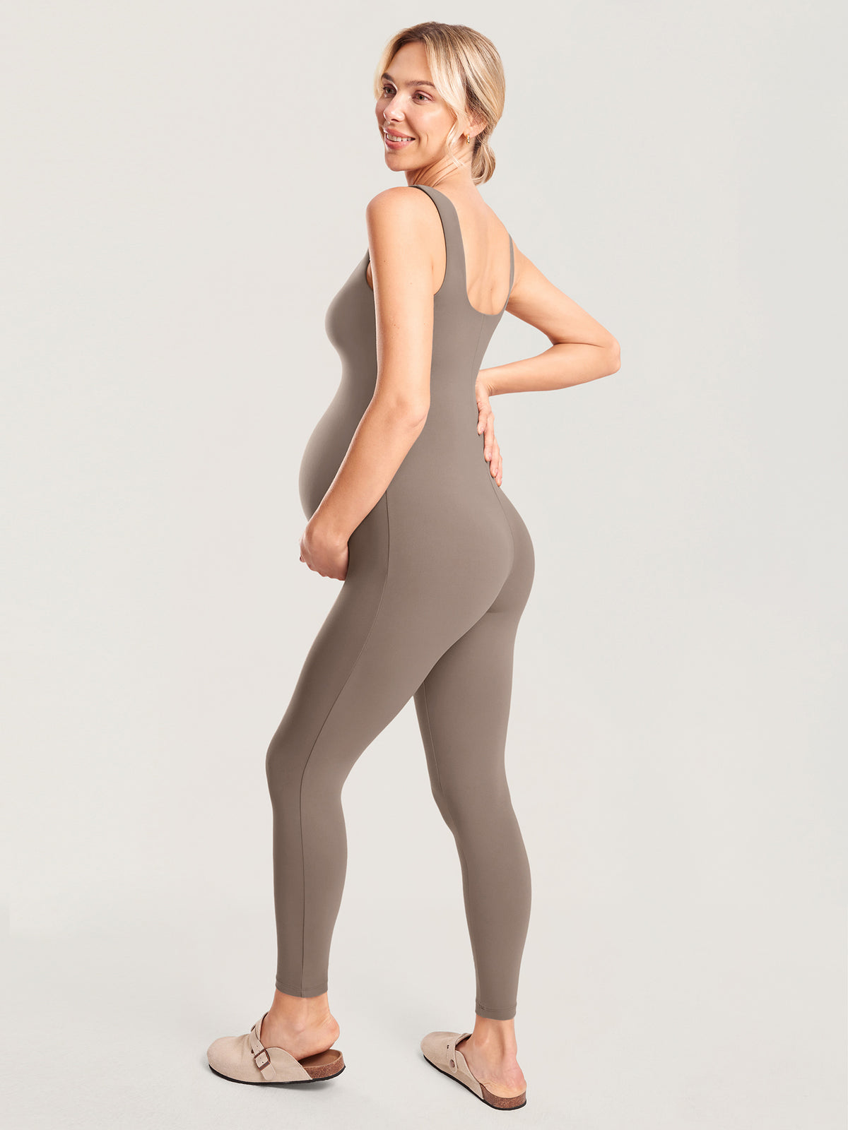 Natrelax® Maternity Jumpsuit 25" Khaki Taupe