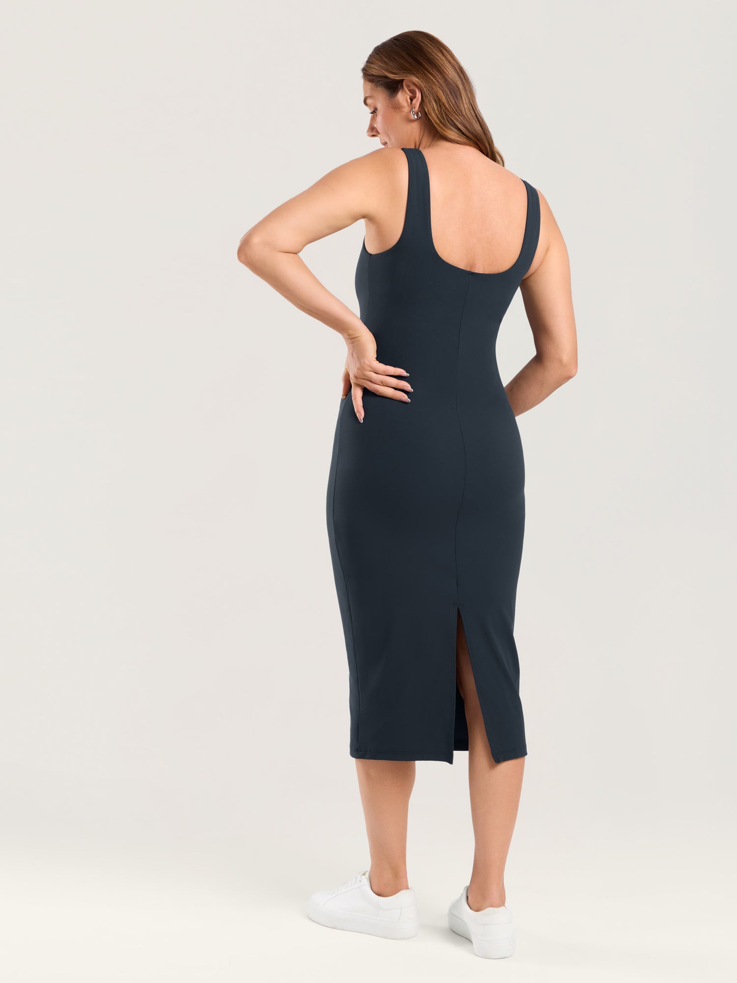Natrelax® Bodycon Maternity Midi Dress - Back Slit True Navy