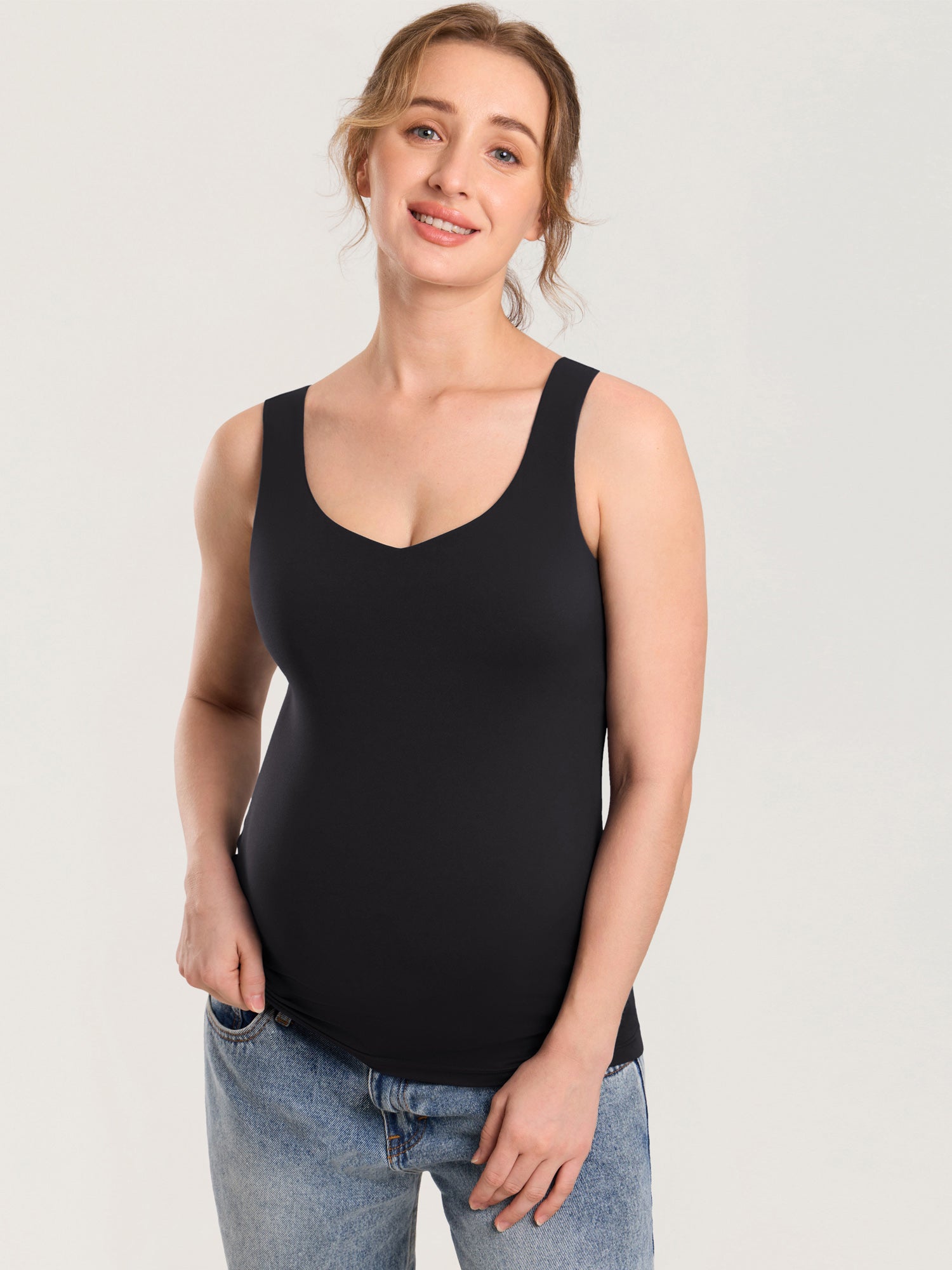 Natrelax® V Neck Nursing Tank Top Black