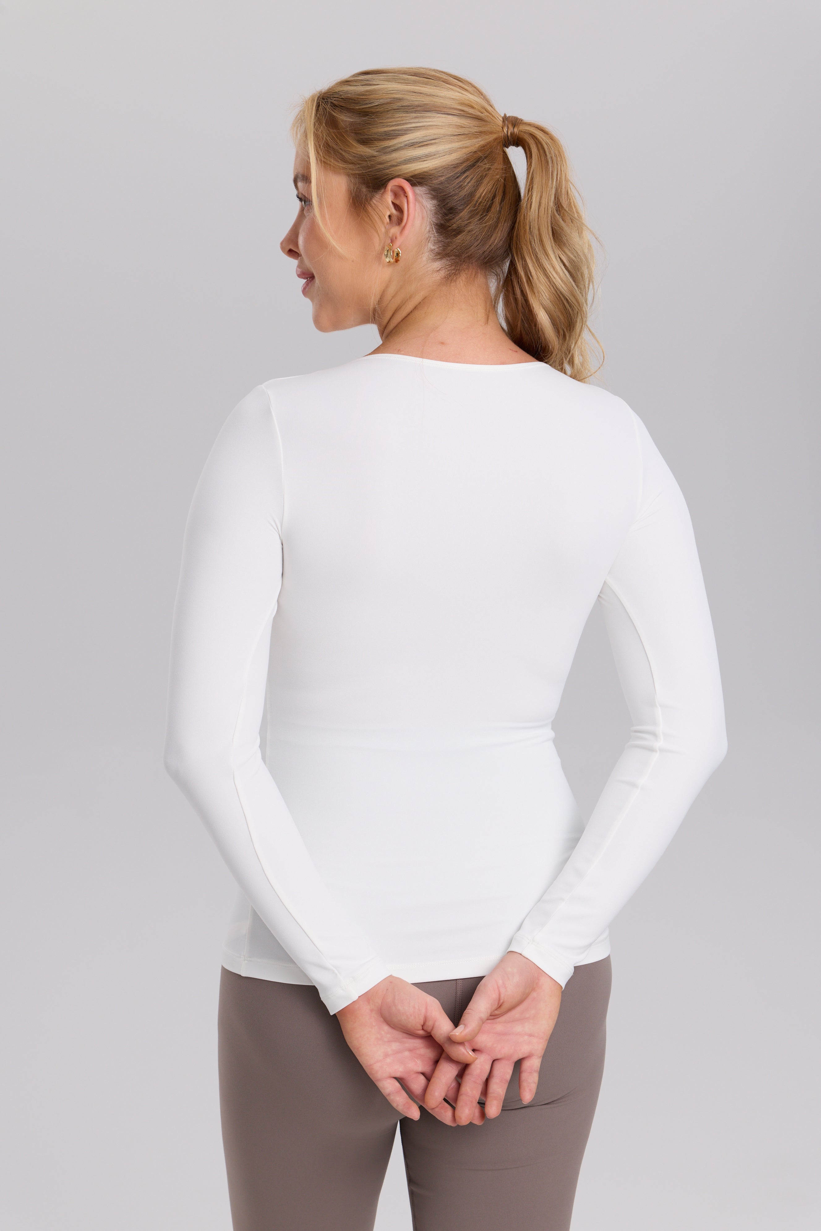 AirSoft Crossover Maternity & Nursing Top - Long Sleeves Iceland White