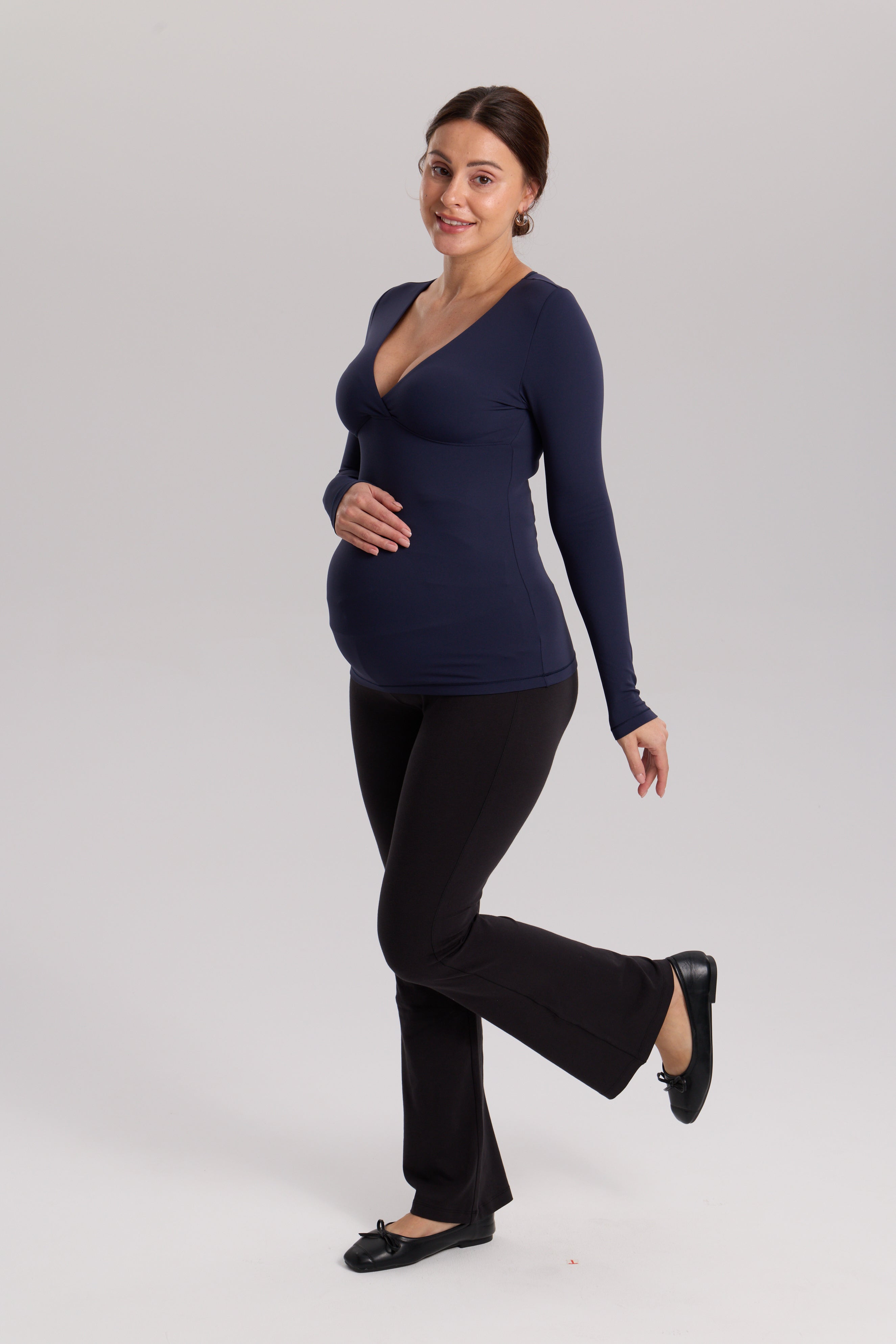 AirSoft Crossover Maternity & Nursing Top - Long Sleeves Twilight Blue