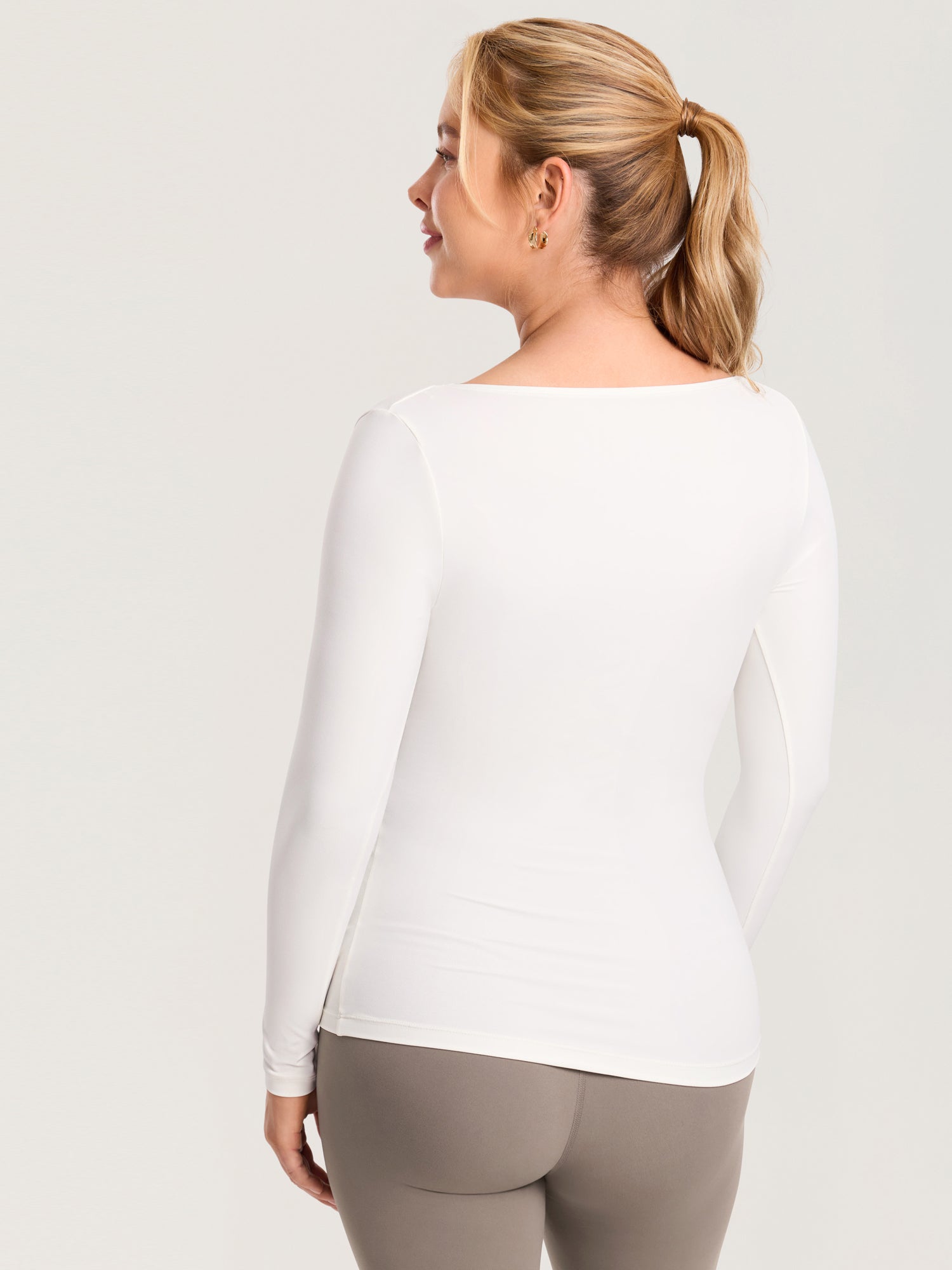 AirSoft Square Neck Maternity Top - Long Sleeves Iceland White