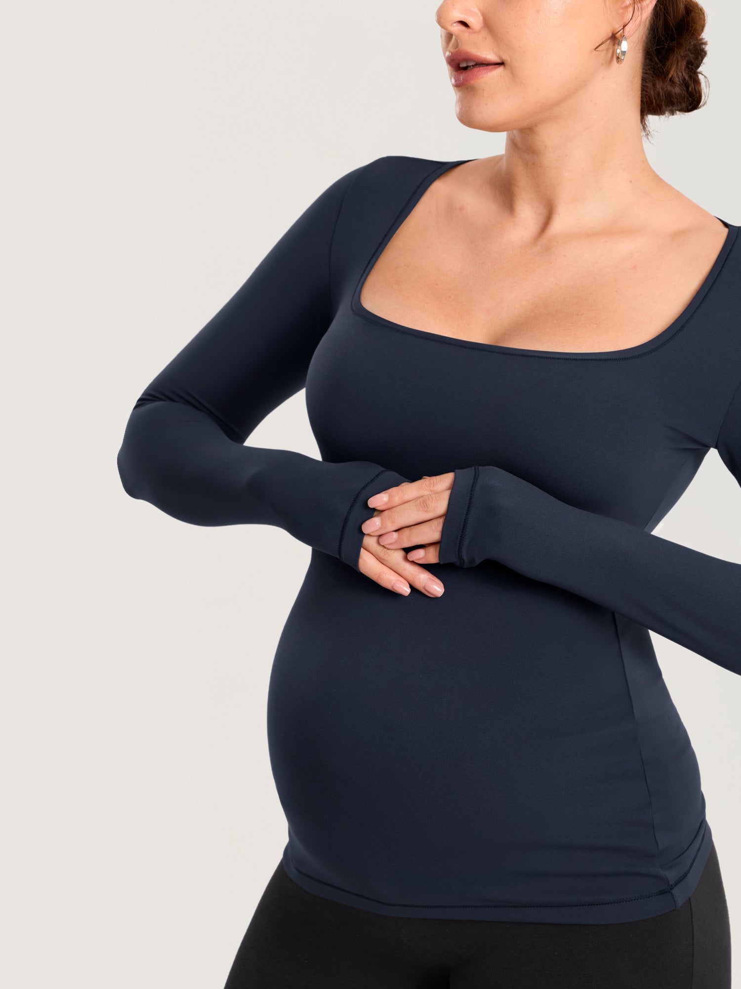 AirSoft Square Neck Maternity Top - Long Sleeves Twilight Blue