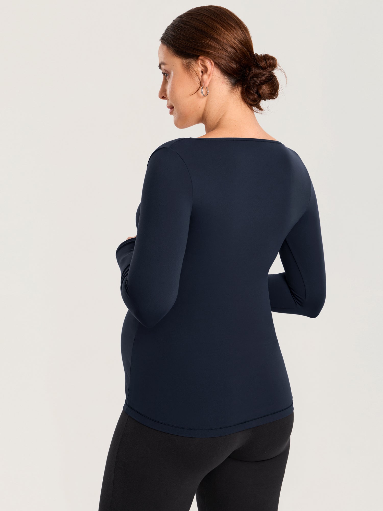 AirSoft Square Neck Maternity Top - Long Sleeves Twilight Blue