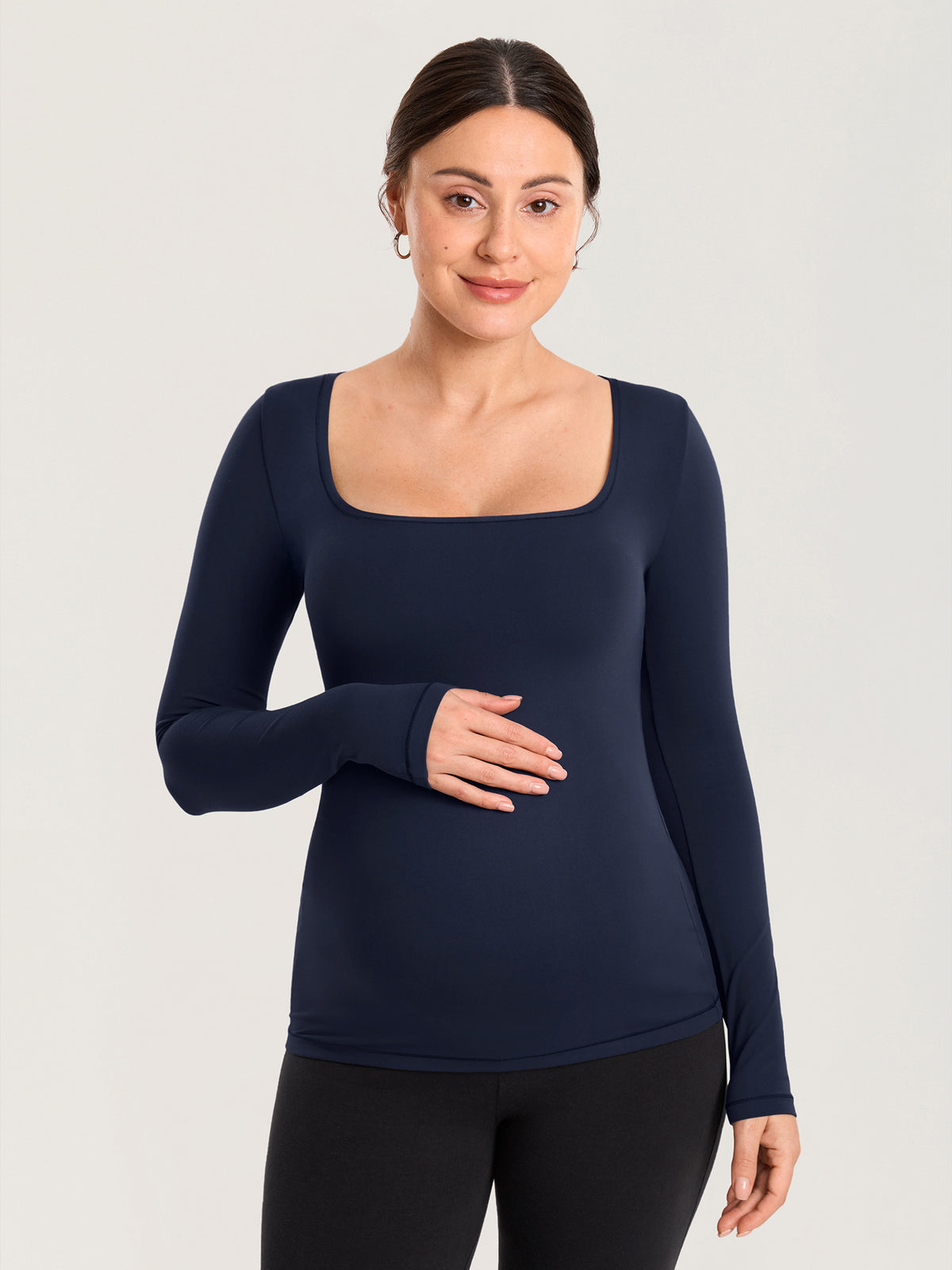AirSoft Square Neck Maternity Top - Long Sleeves