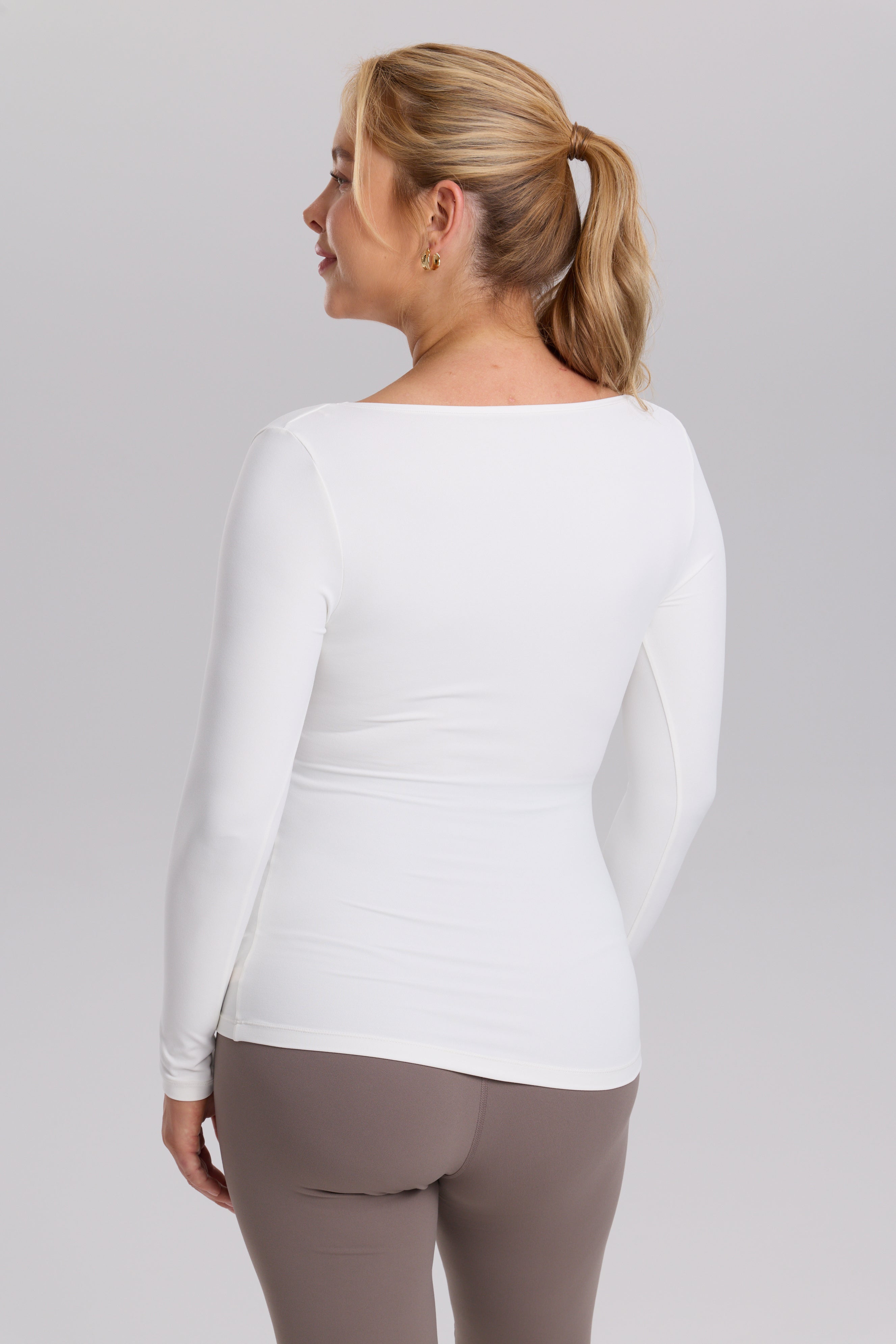 AirSoft Square Neck Maternity Top - Long Sleeves Iceland White