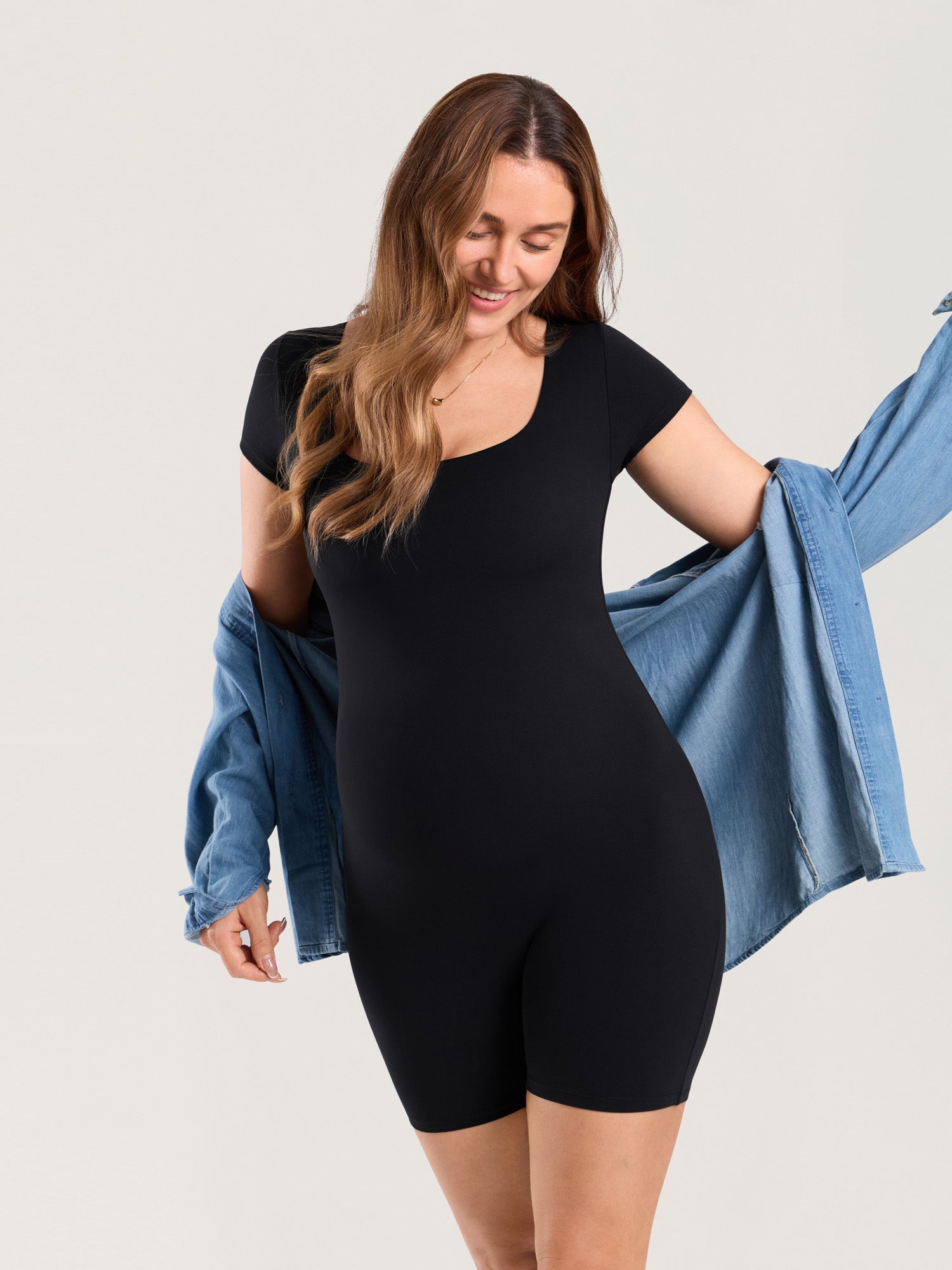 Natrelax® Maternity Short Sleeve Romper Black