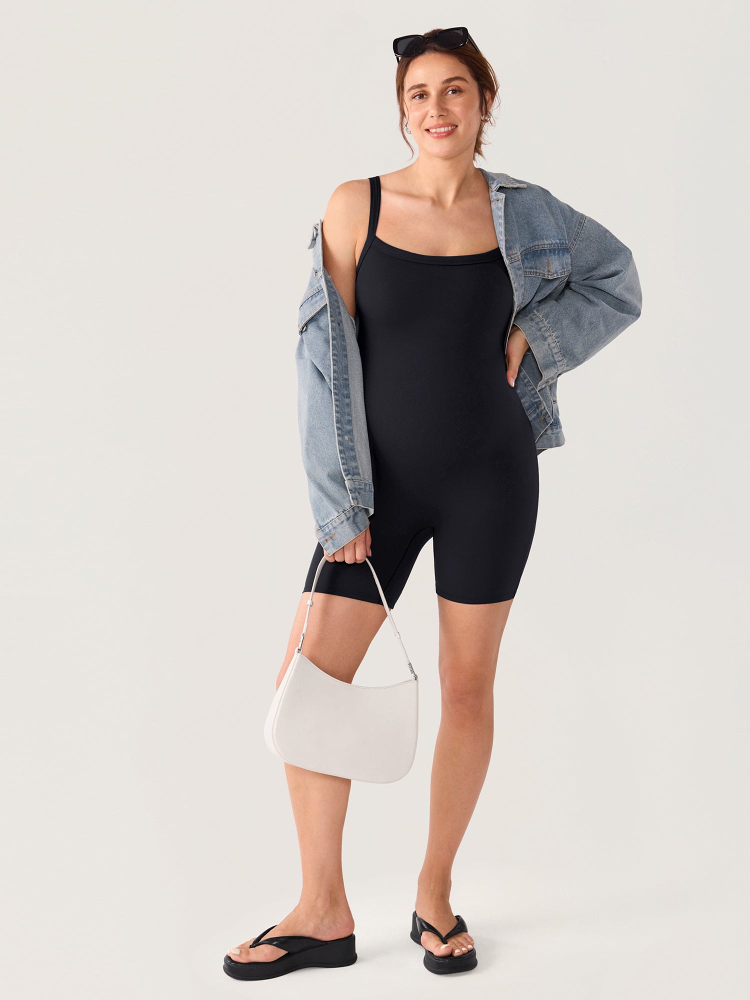 Natrelax® Maternity Cami Romper - Built-in Pads Black