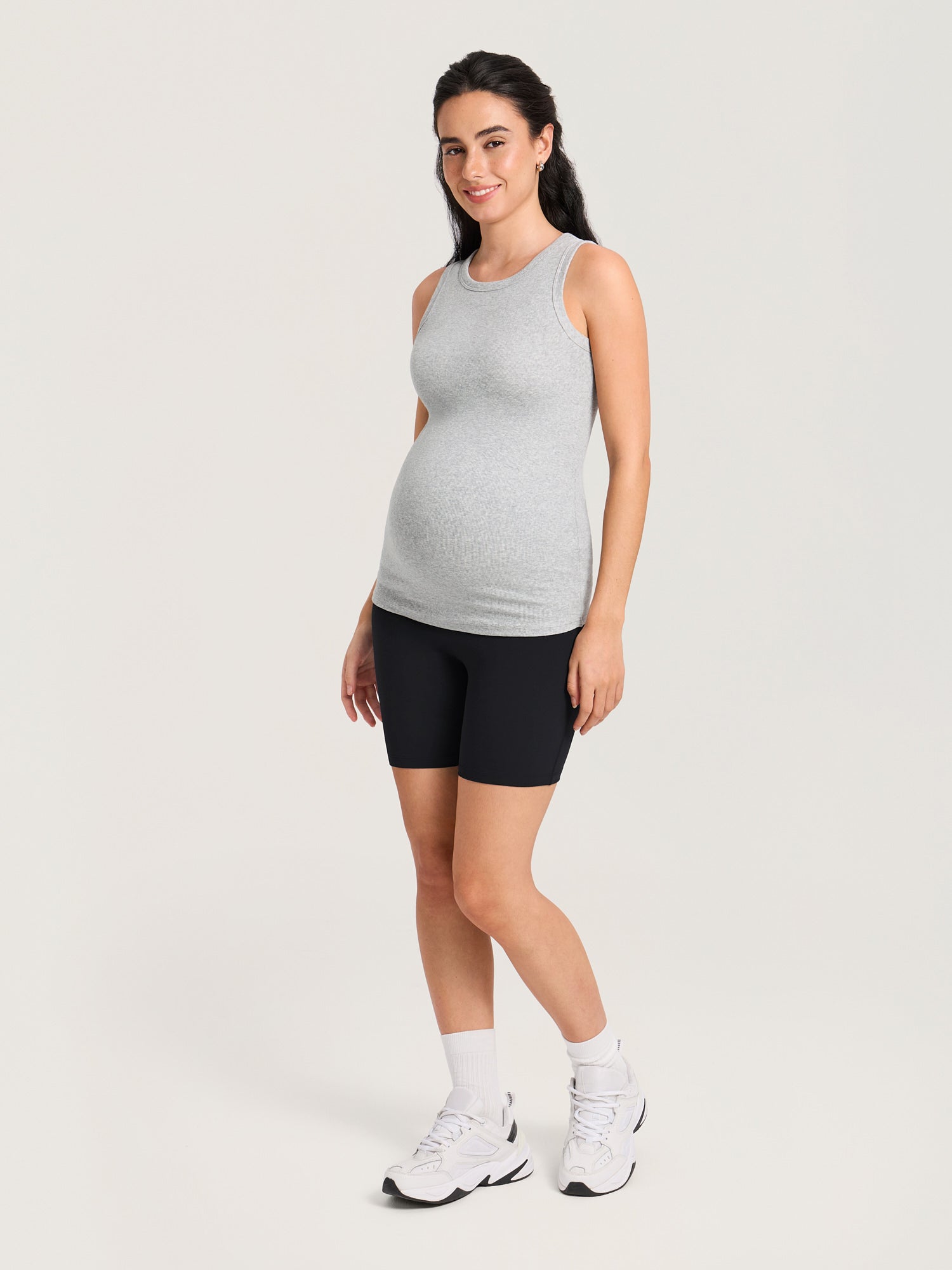 Cotton Rib Crew Neck Maternity Tank Top