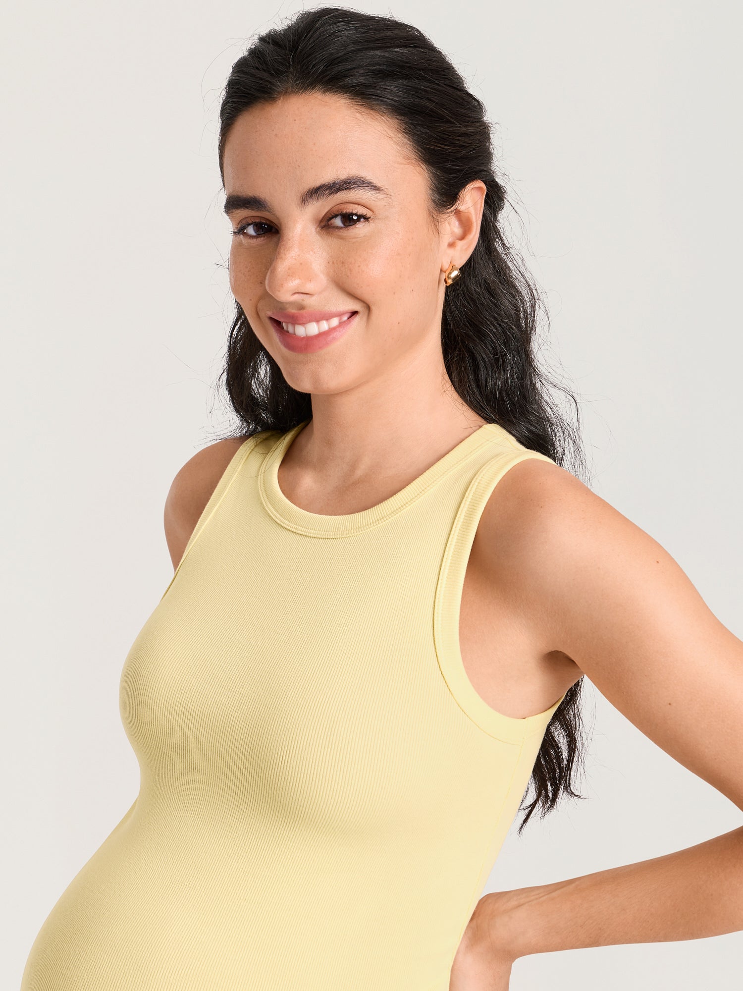Cotton Rib Crew Neck Maternity Tank Top