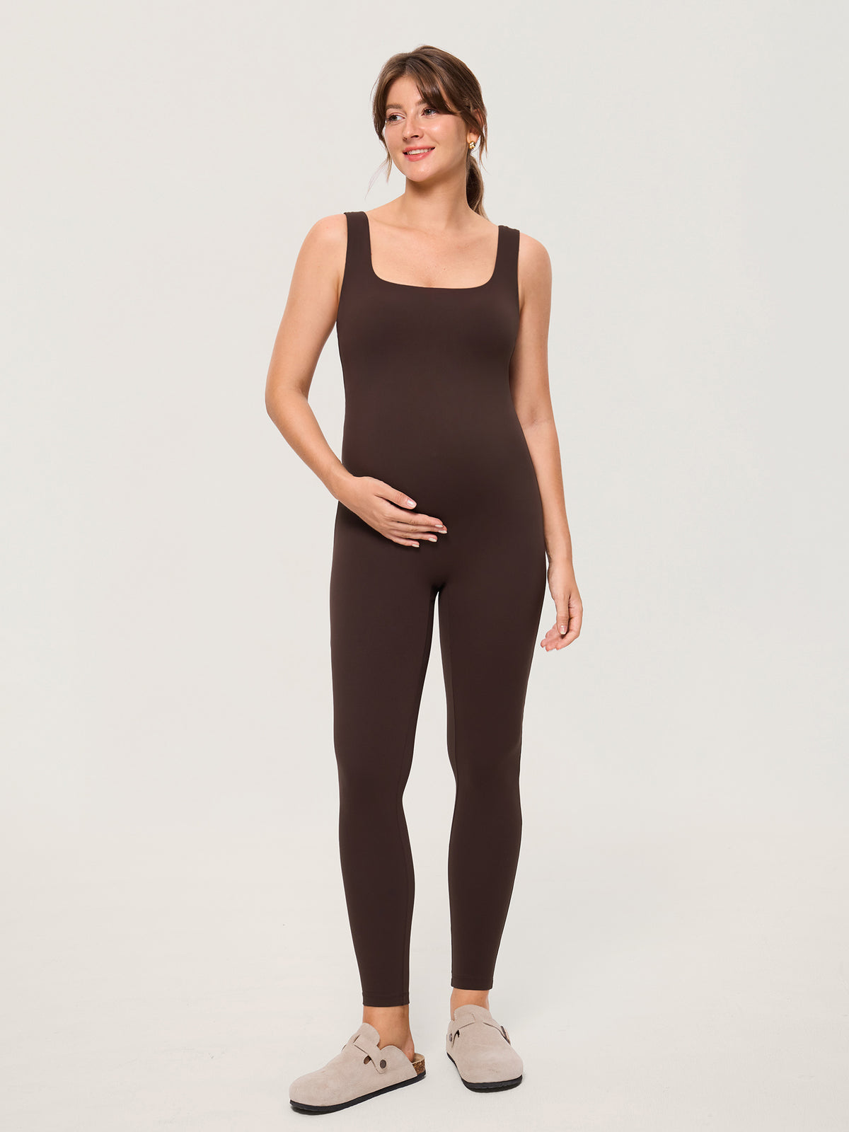 Natrelax® Maternity Jumpsuit 28" Hot Fudge Brown