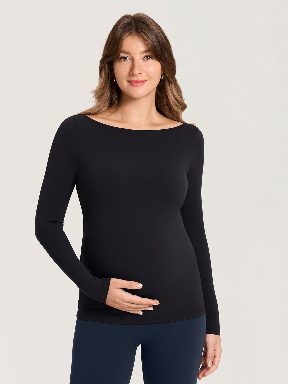 AirSofta Boatneck Maternity Top - Long Sleeves