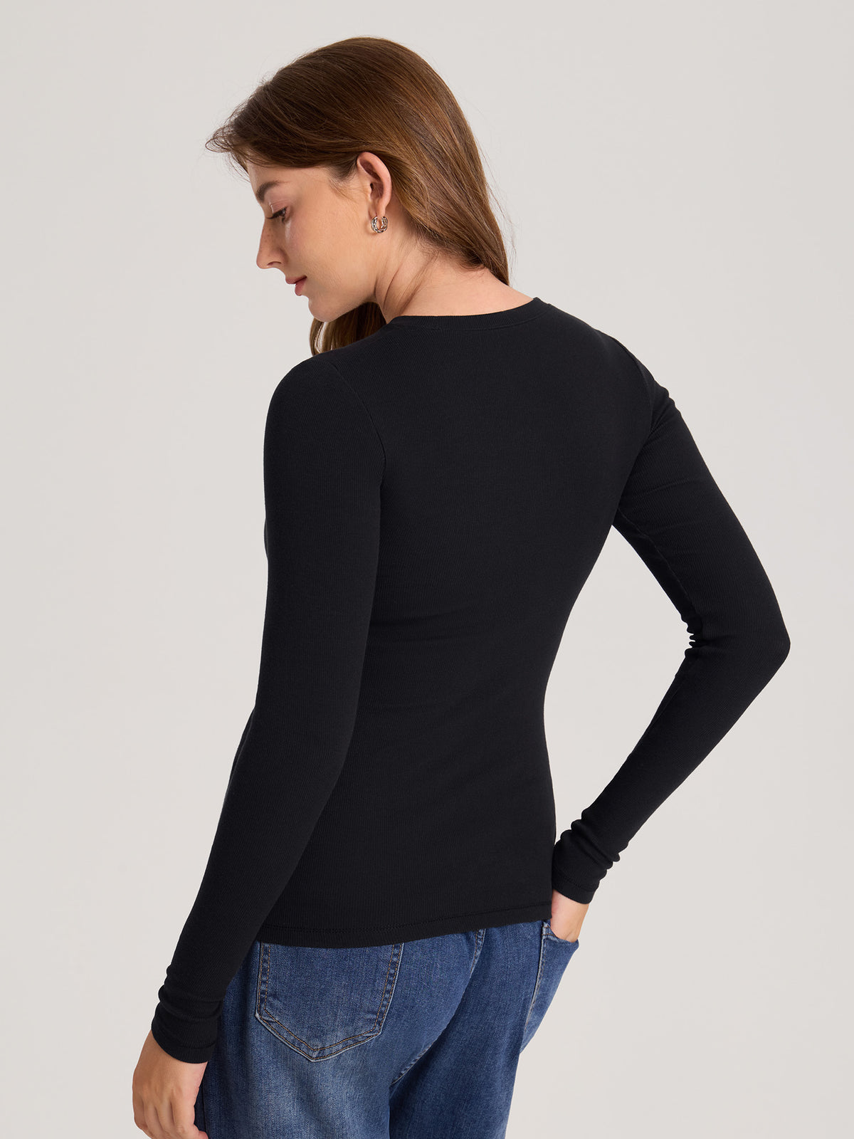 Cotton Rib Crew Neck Maternity Top