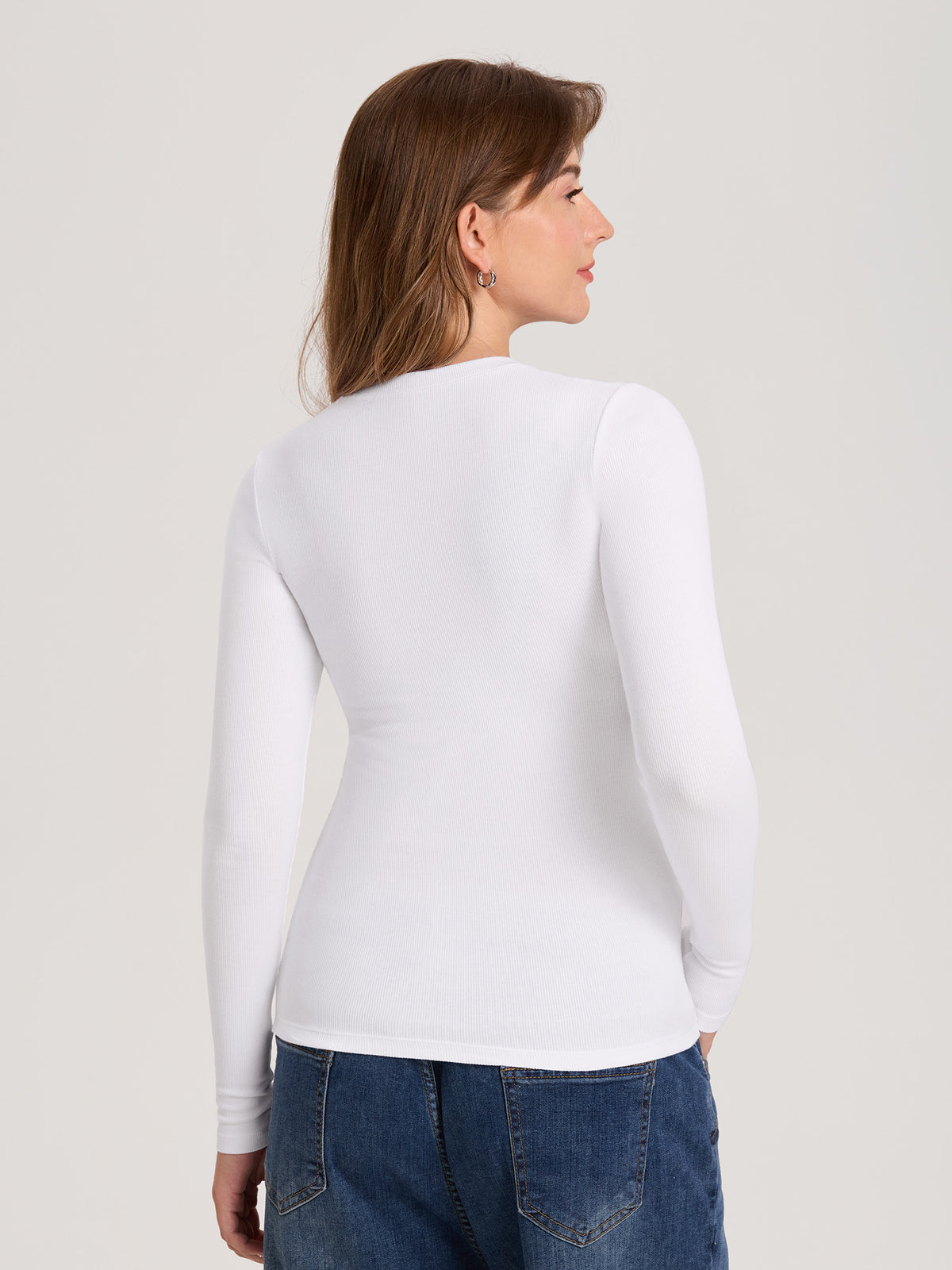 Cotton Rib Crew Neck Maternity Top