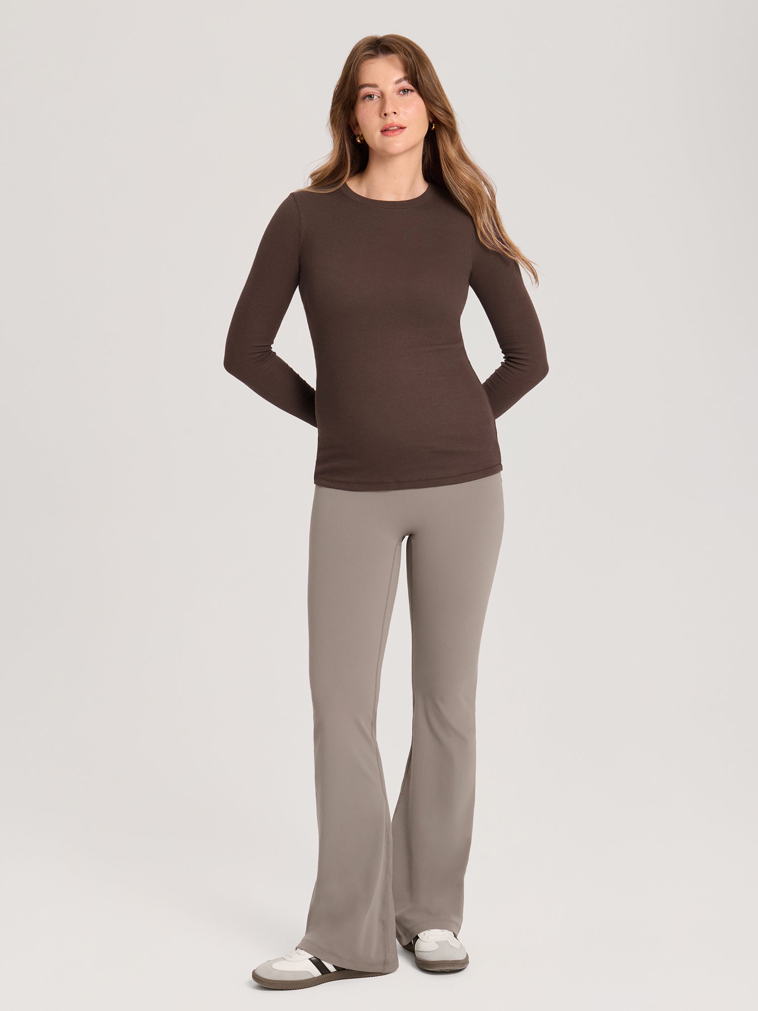 Cotton Rib Crew Neck Maternity Top