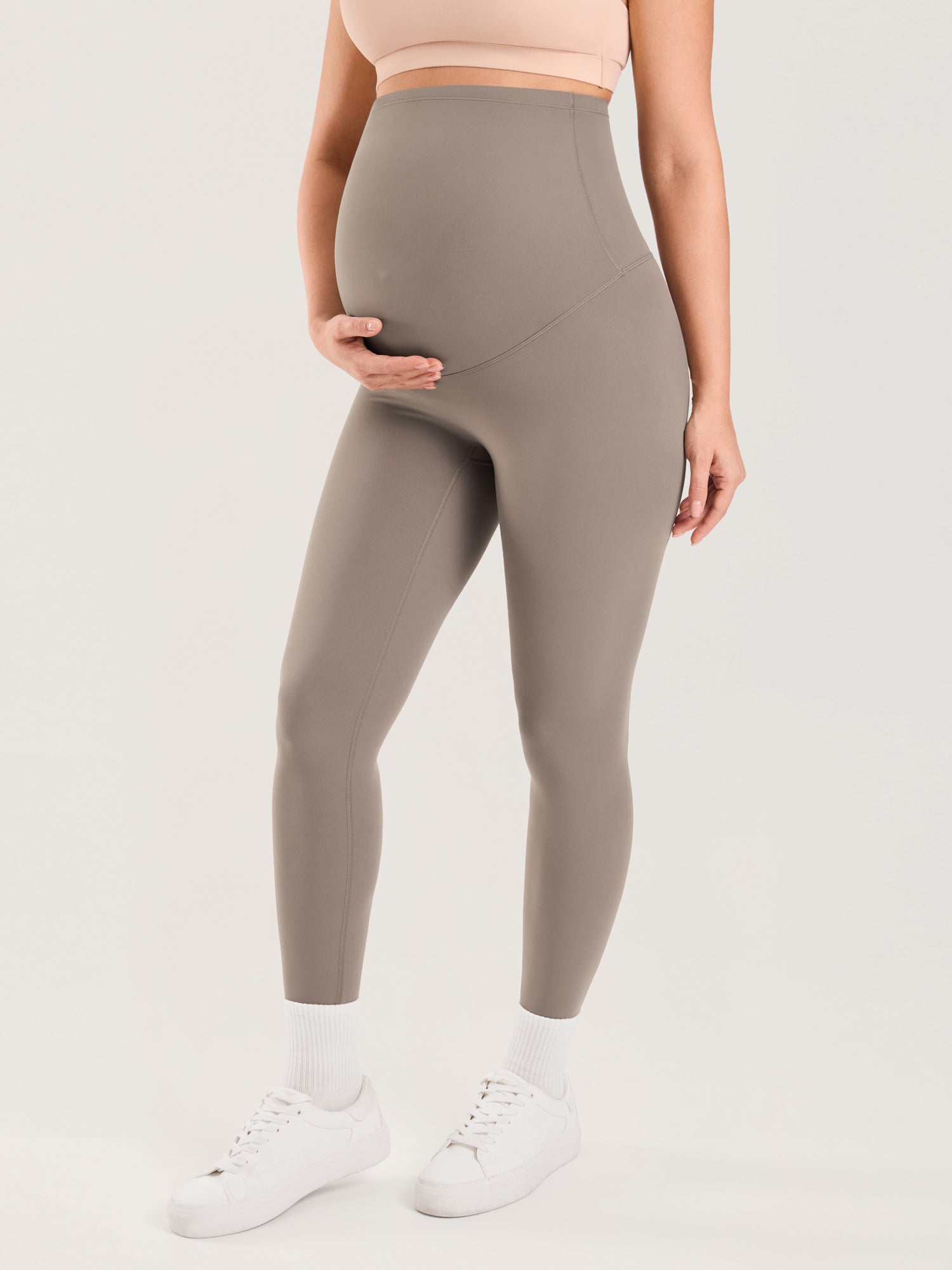 Natrelax® No Front Seam Maternity Leggings 25" Khaki Taupe