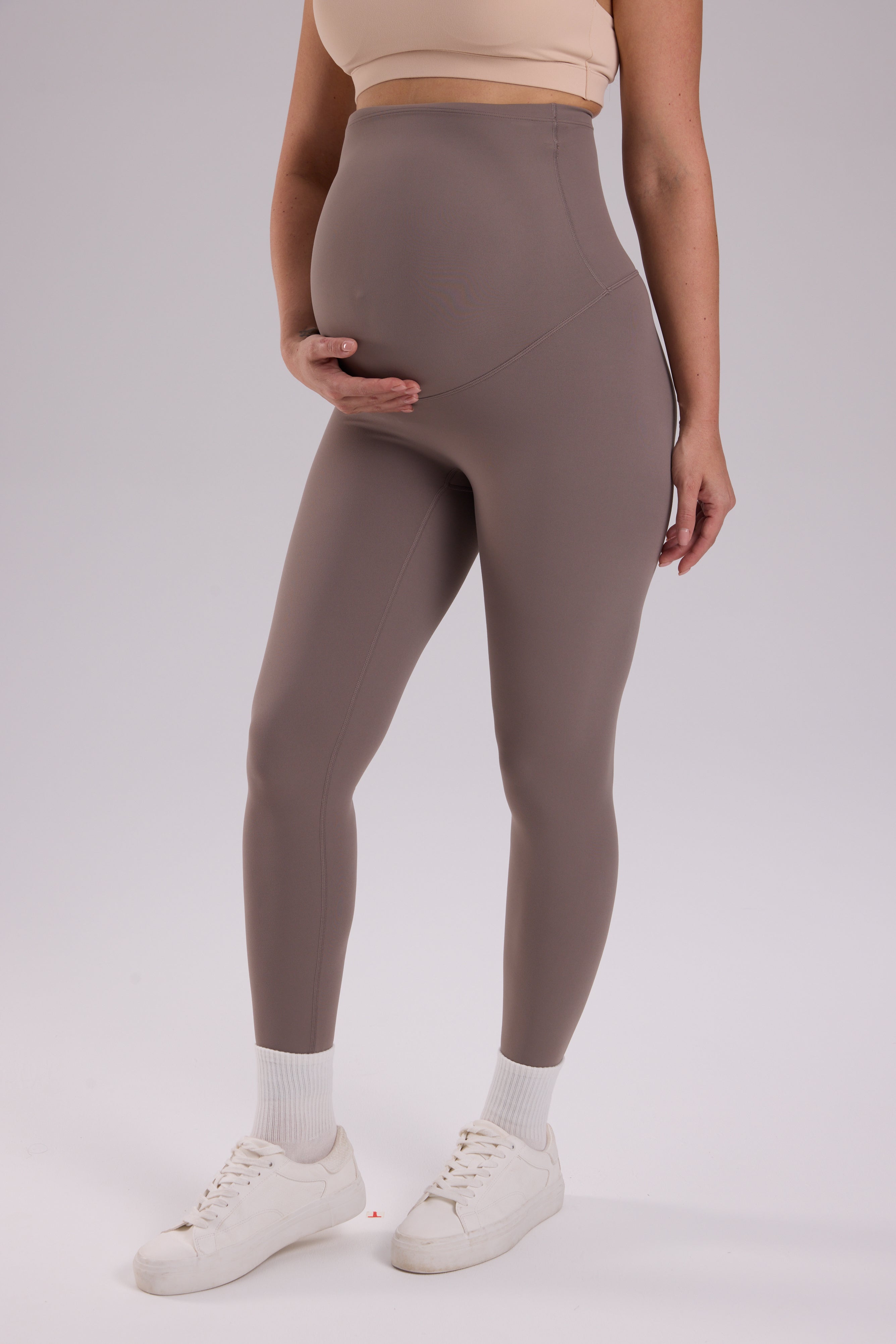 Natrelax® No Front Seam Maternity Leggings 25" Khaki Taupe