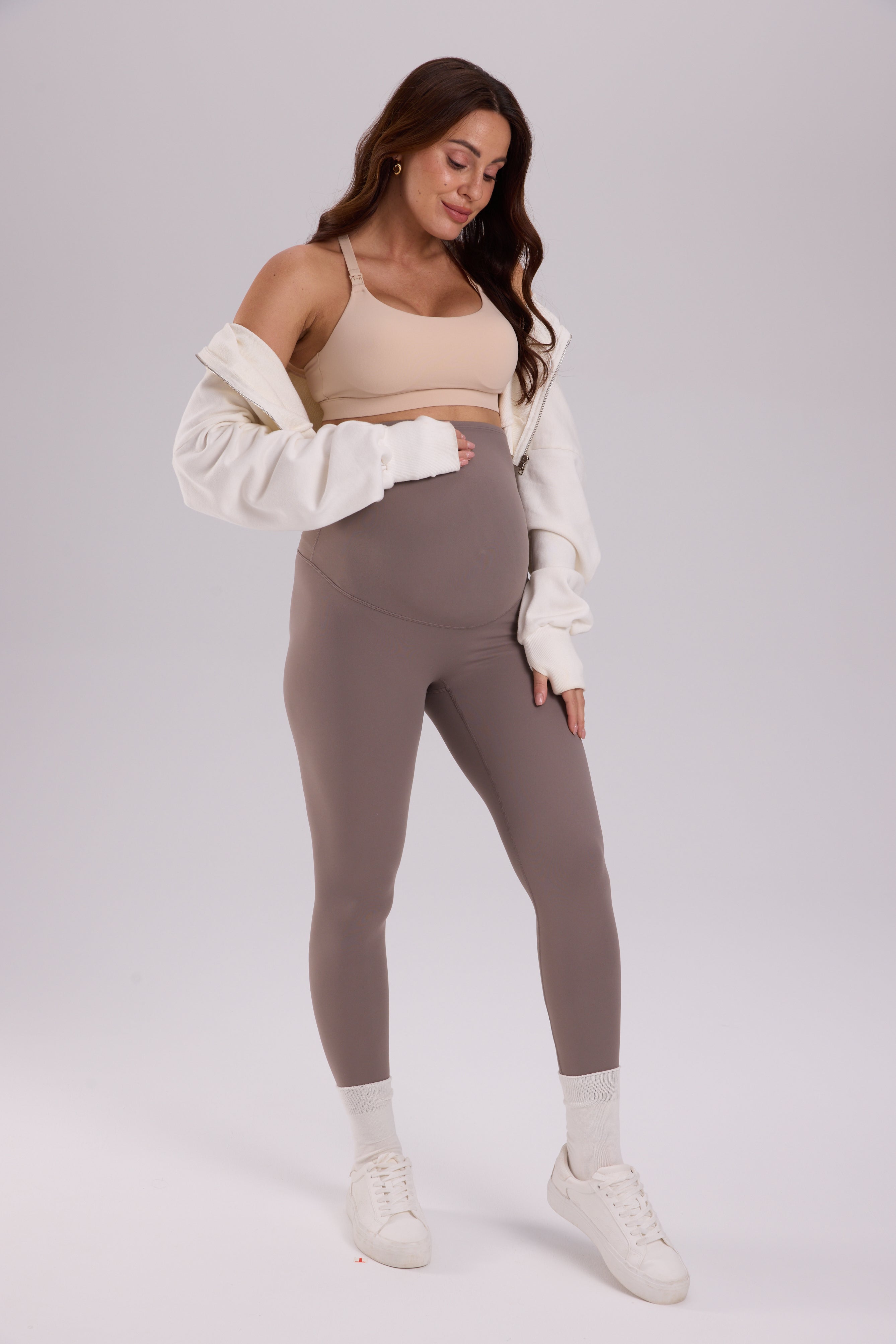 Natrelax® No Front Seam Maternity Leggings 25" Khaki Taupe