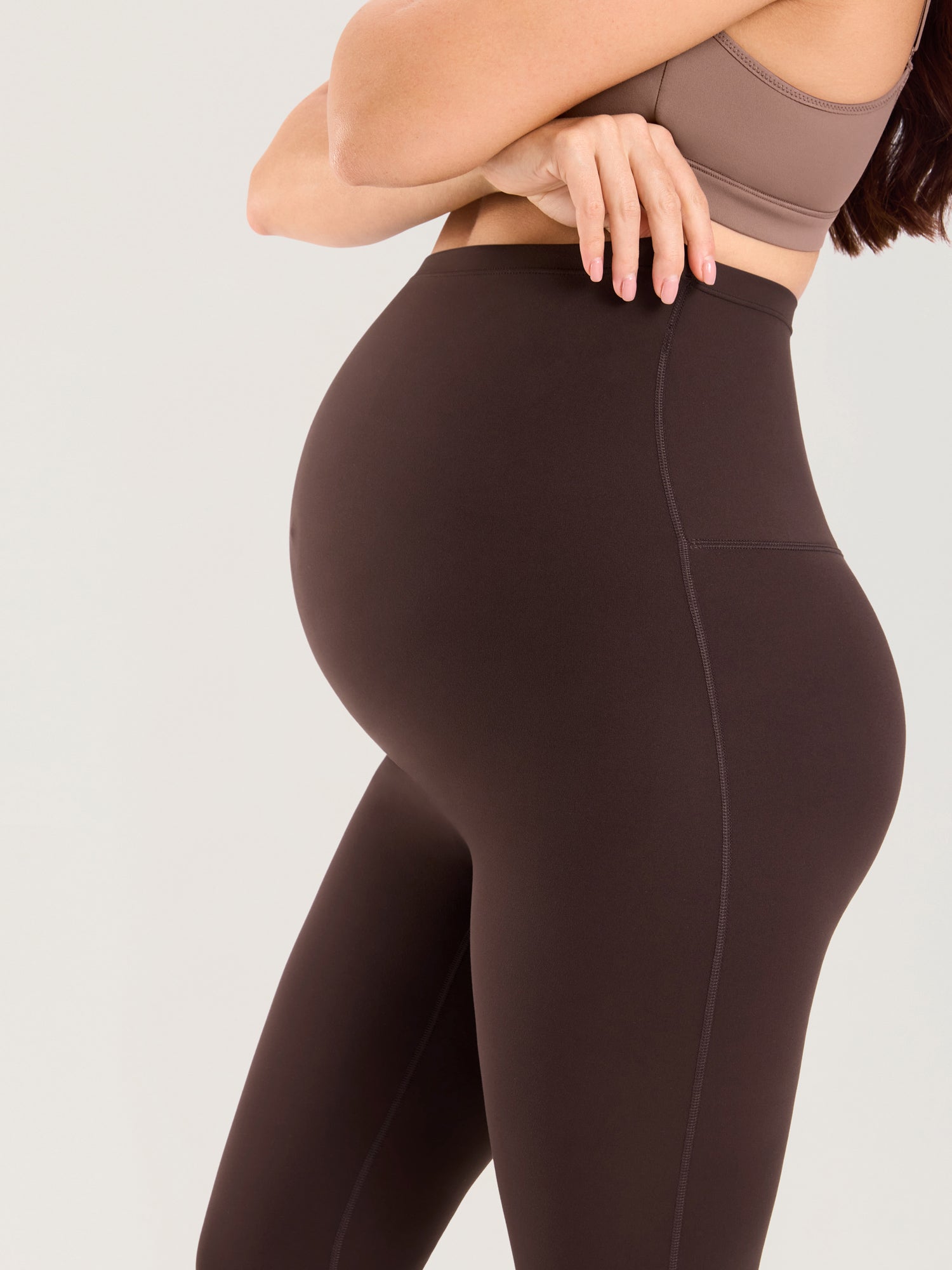 Natrelax® Seamless-Front Maternity Leggings 25" Hot Fudge Brown