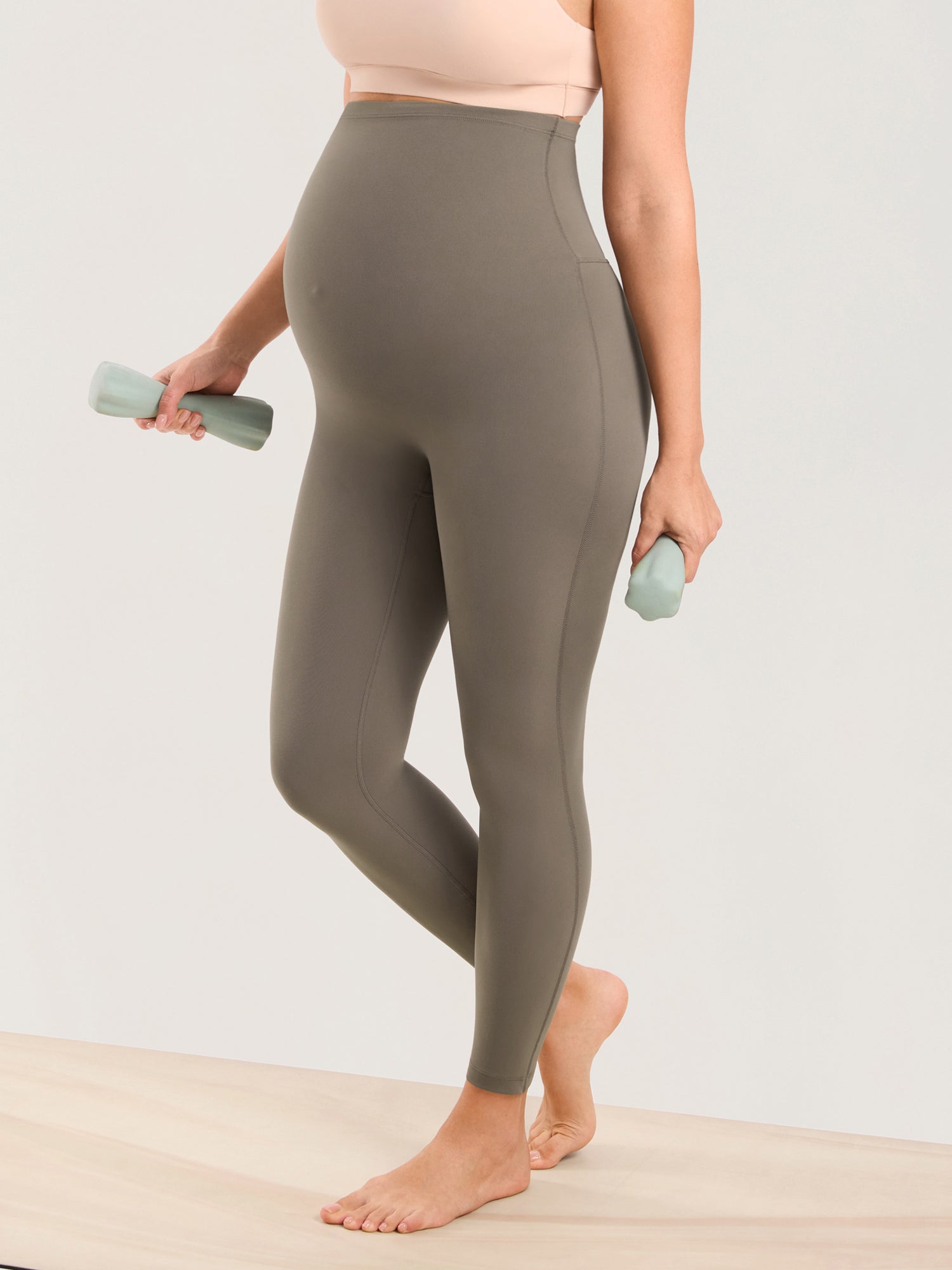 Natrelax® Seamless-Front Maternity Leggings 25" Nomad Grey