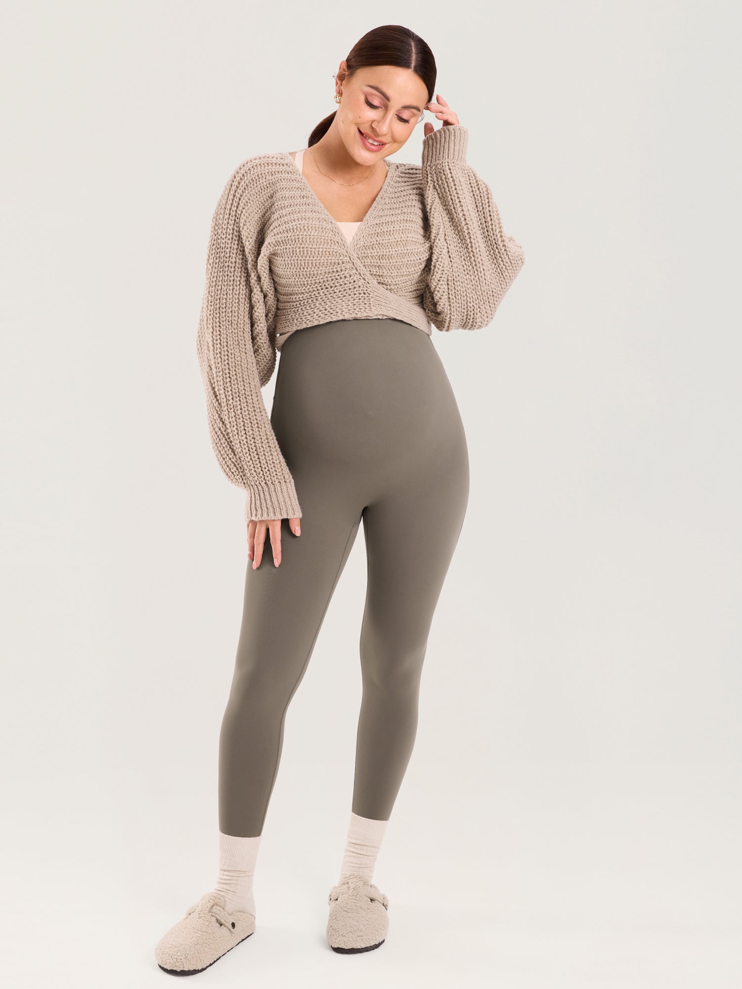 Natrelax® Seamless-Front Maternity Leggings 25" Nomad Grey