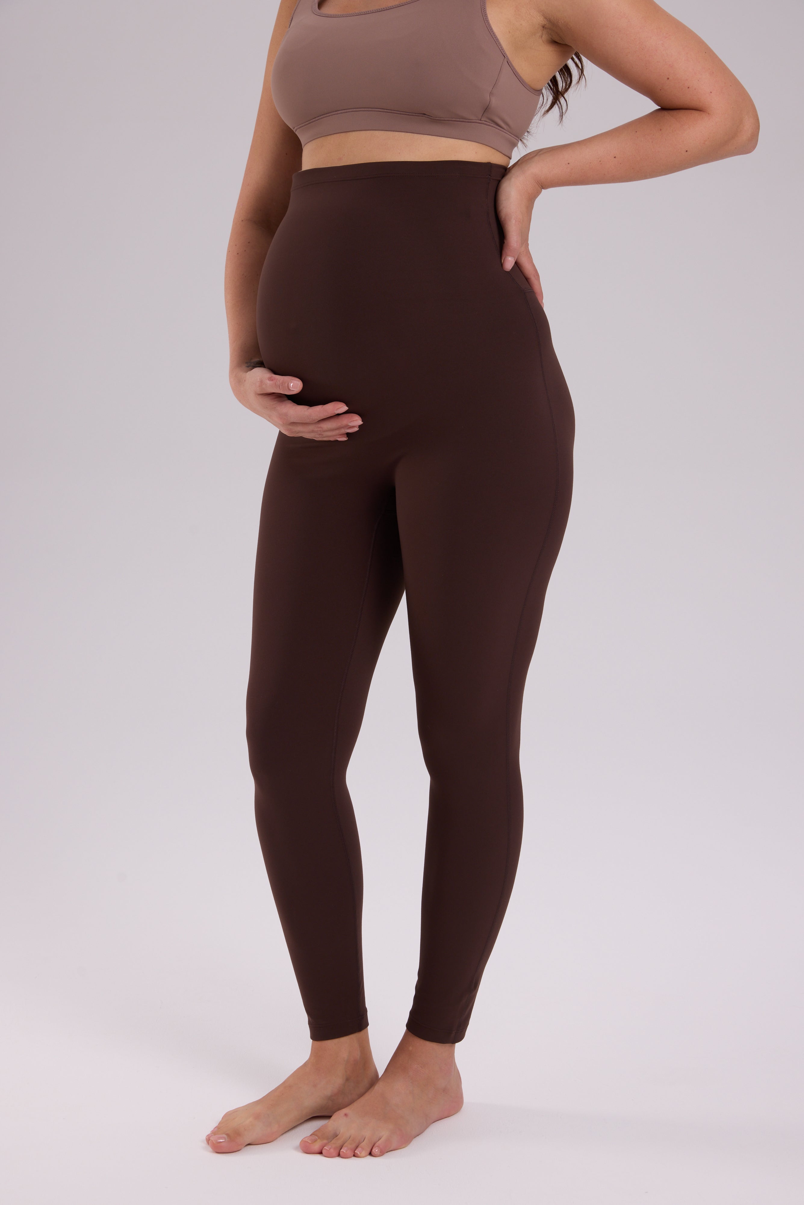 Natrelax® Seamless-Front Maternity Leggings 25" Hot Fudge Brown