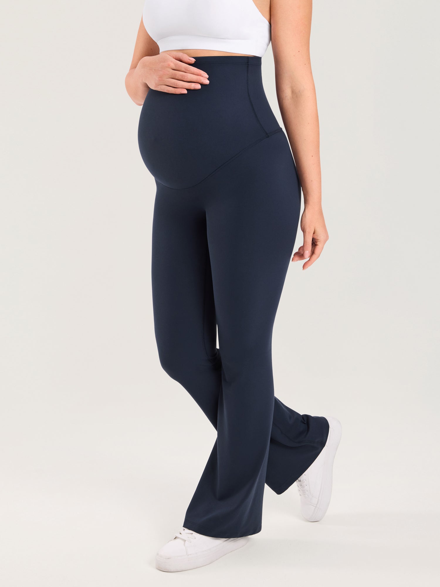 Natrelax® No Front Seam Maternity Flare Leggings 31.5" Twilight Blue