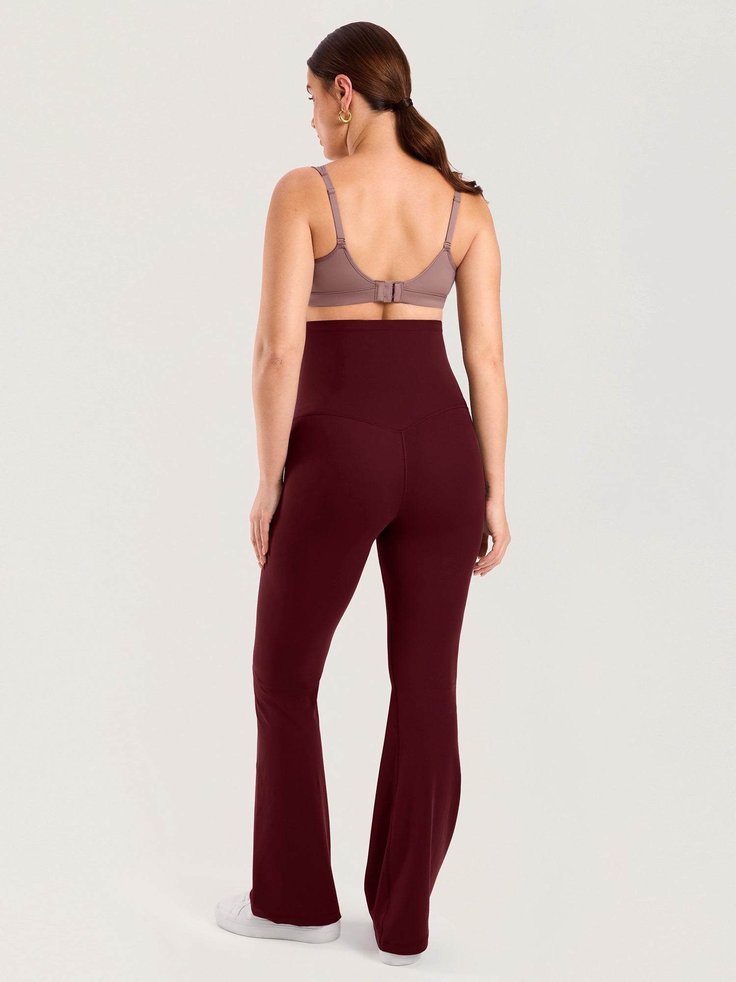 Natrelax® No Front Seam Maternity Flare Leggings 31.5" Red Merlot