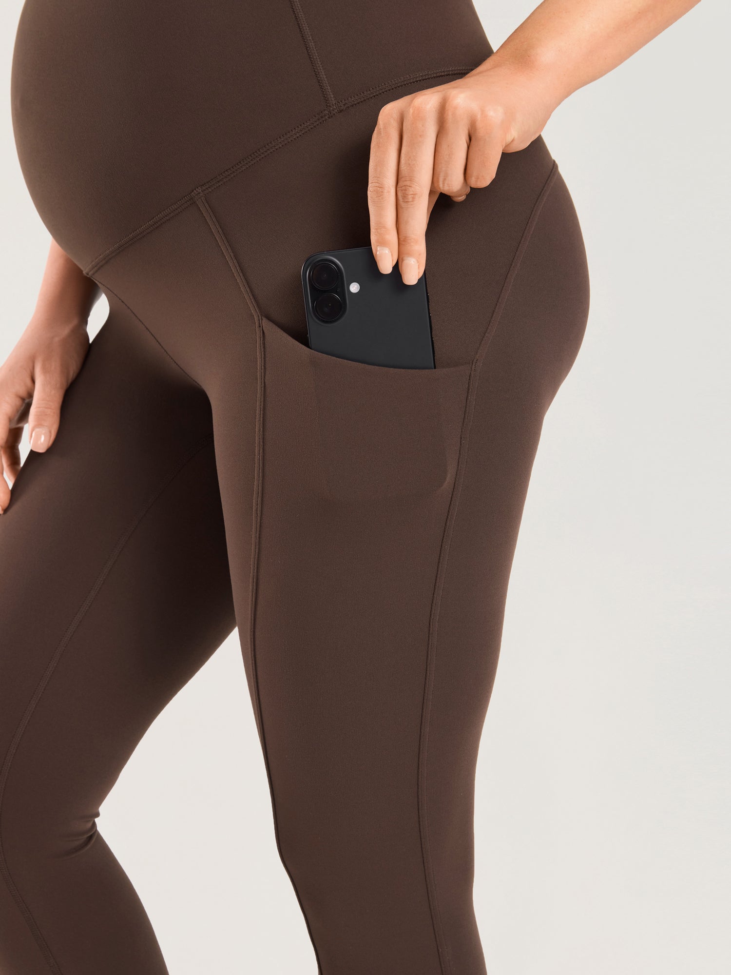 Natrelax® Maternity Leggings with Pockets 25" Clay Brown