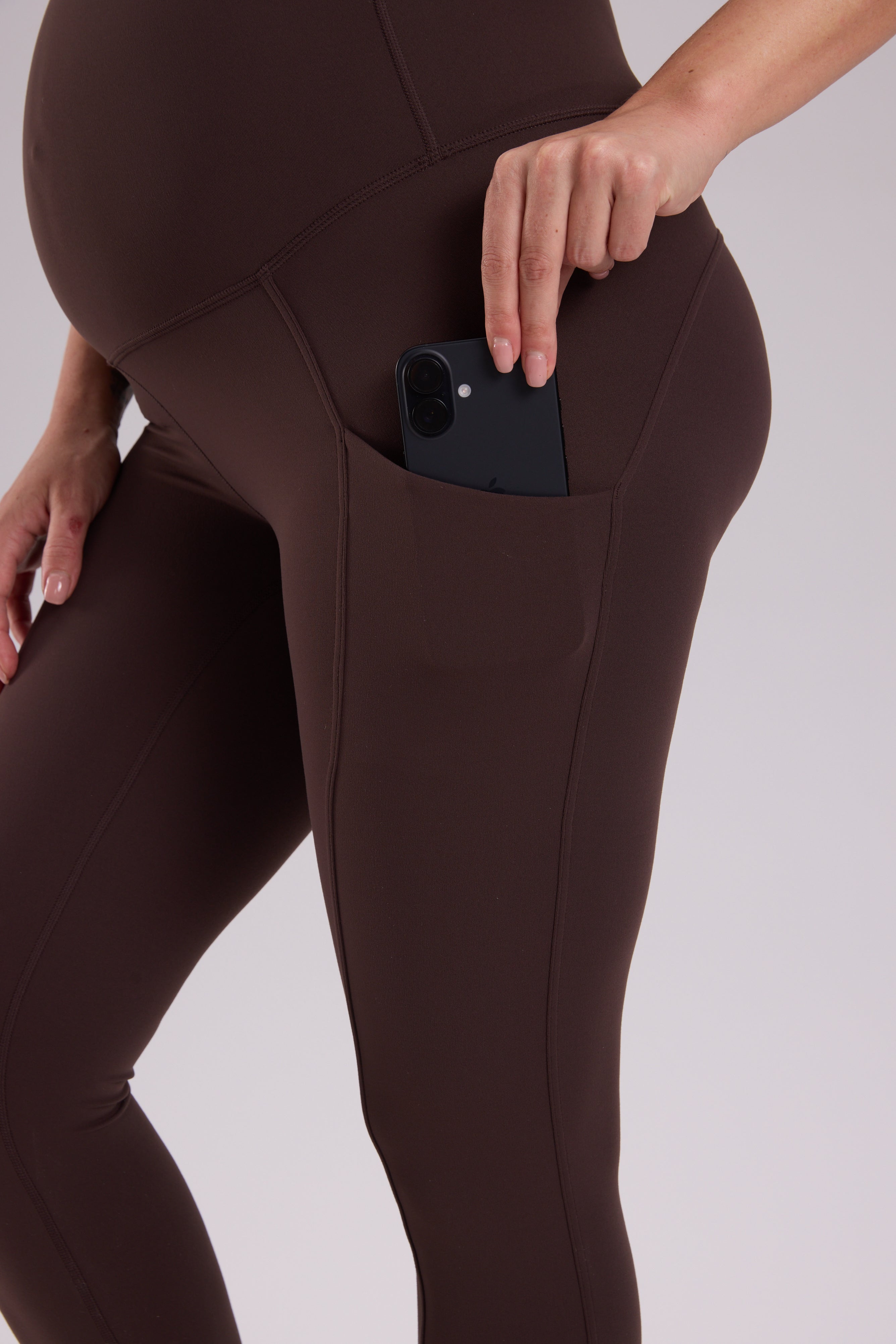 Natrelax® Maternity Leggings with Pockets 25" Clay Brown